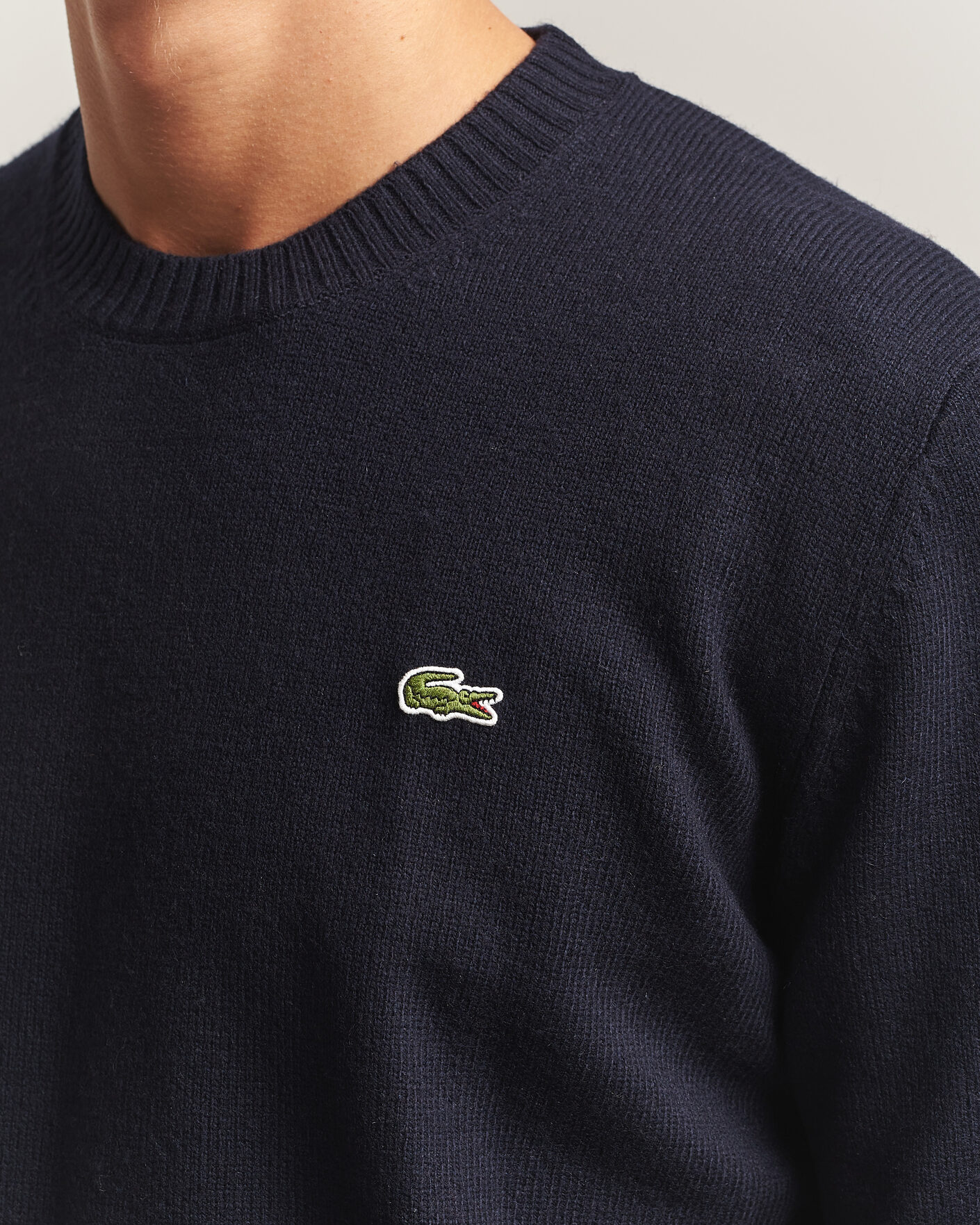 Homme | Pulls Et Tricots | Lacoste | Carded Wool Crew Neck Navy Blue