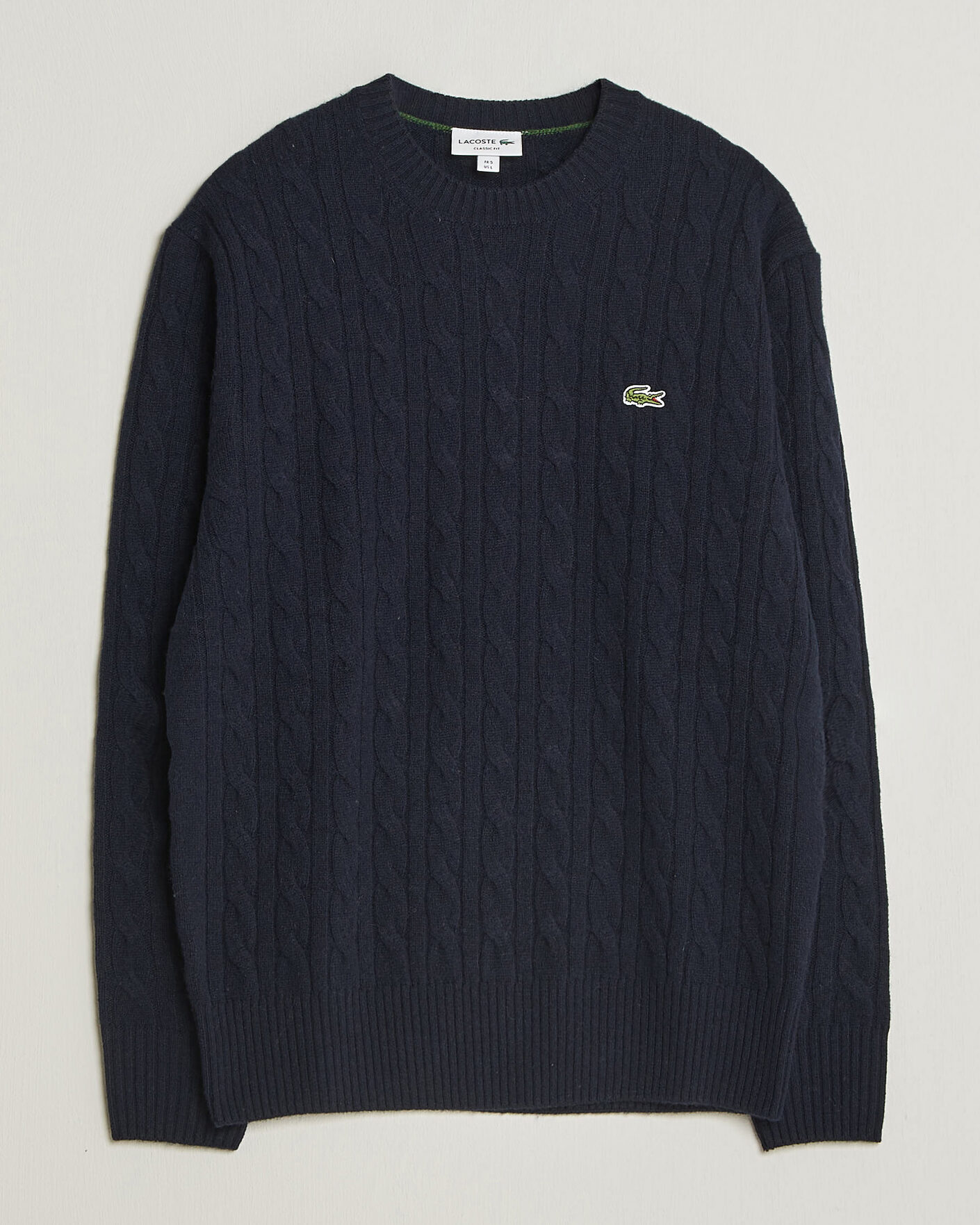 Homme | Pulls Et Tricots | Lacoste | Carded Wool Cable Crew Neck Navy Blue