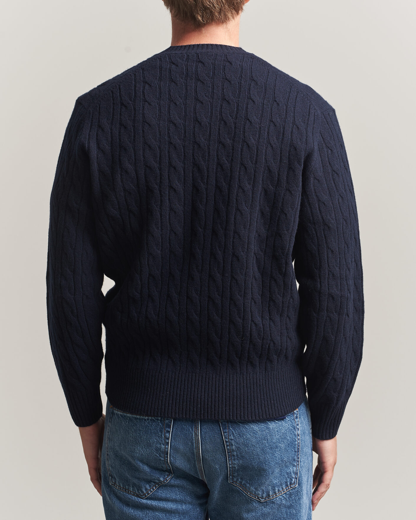 Homme | Pulls Et Tricots | Lacoste | Carded Wool Cable Crew Neck Navy Blue