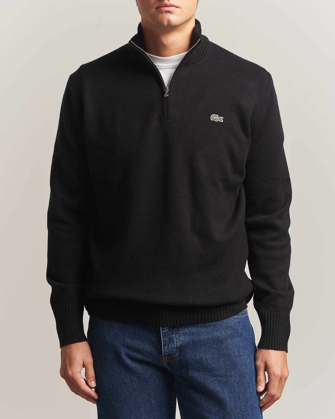 Homme | Pulls Et Tricots | Lacoste | Carded Wool Half Zip Black