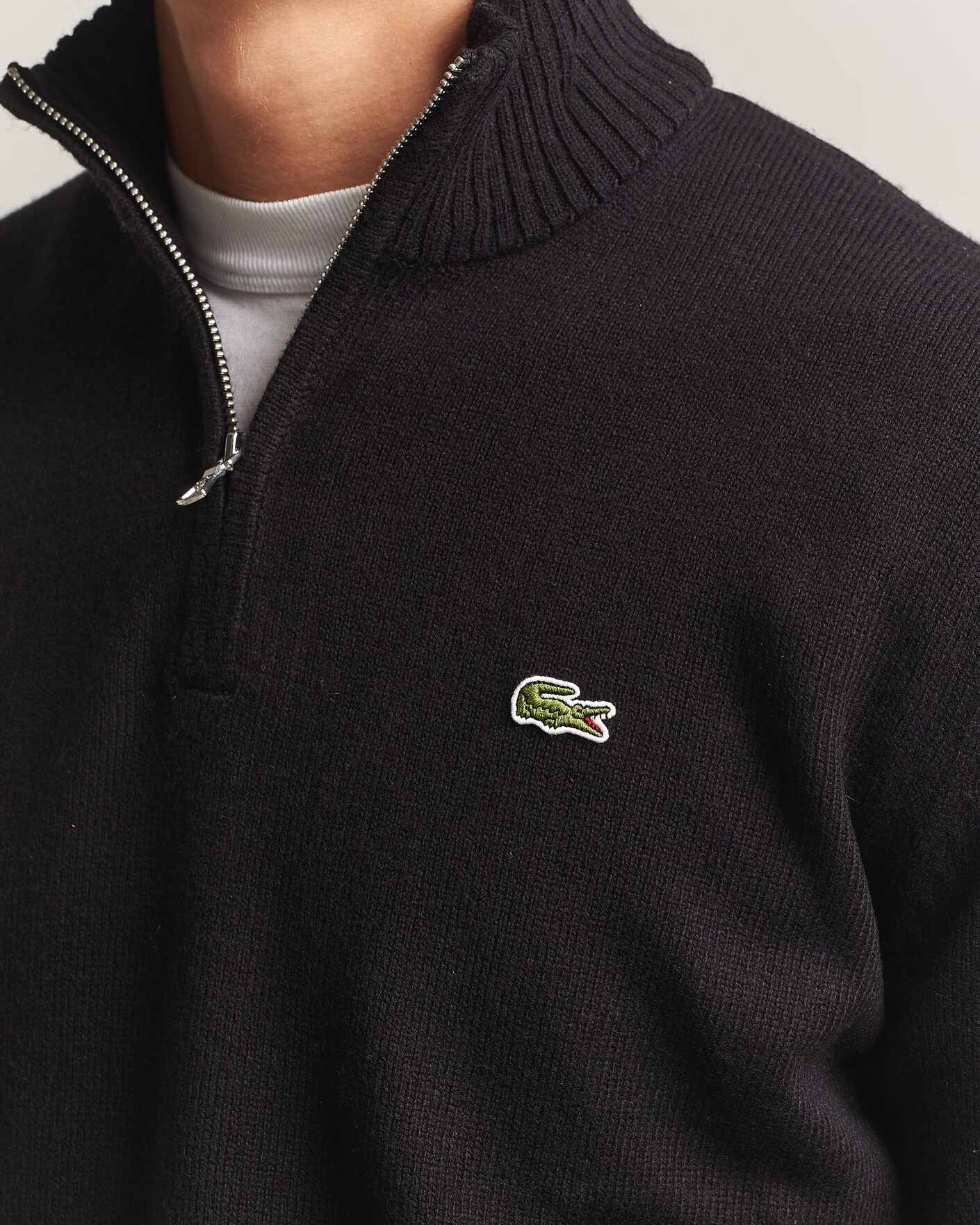 Homme | Pulls Et Tricots | Lacoste | Carded Wool Half Zip Black