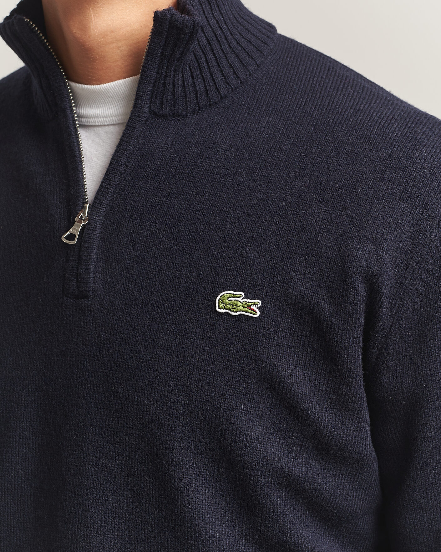 Homme | Pulls Et Tricots | Lacoste | Carded Wool Half Zip Navy Blue