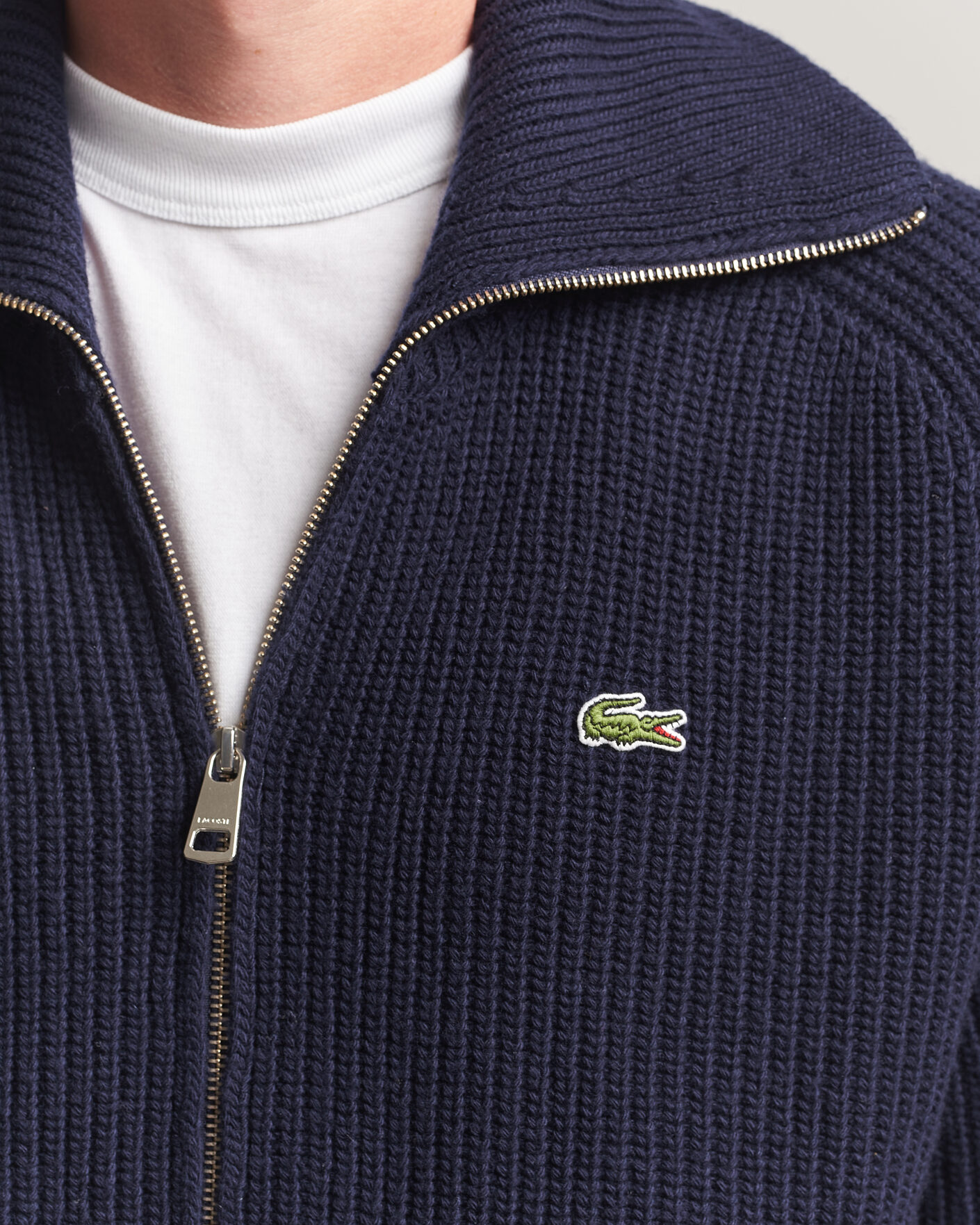 Heren | Truien | Lacoste | Heavy Wool Knitted Full Zip Navy Blue