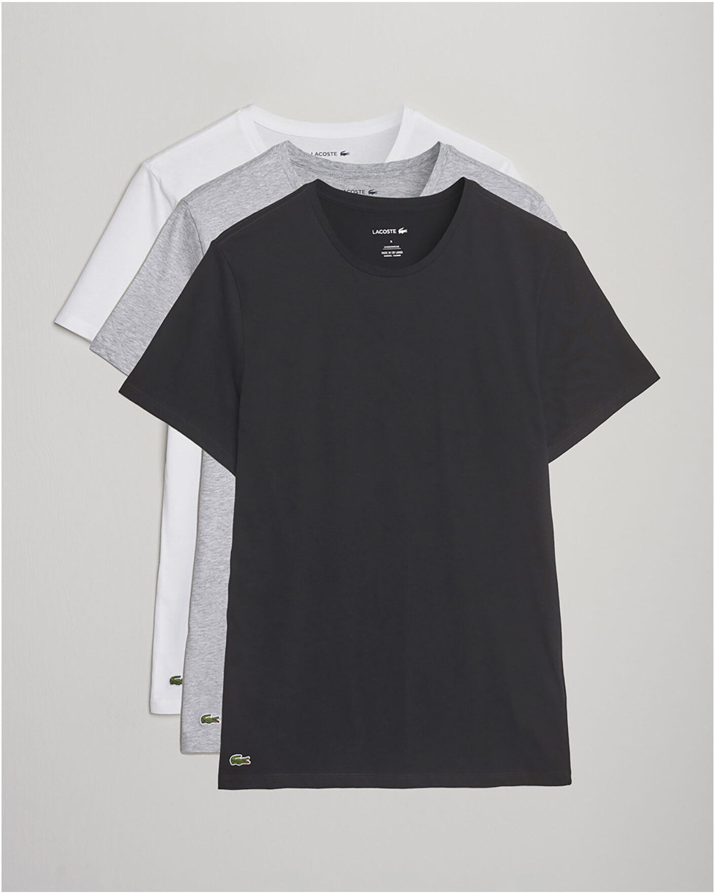 Homme | T-shirts | Lacoste | 3-Pack Crew Neck T-Shirt White/Grey/Black
