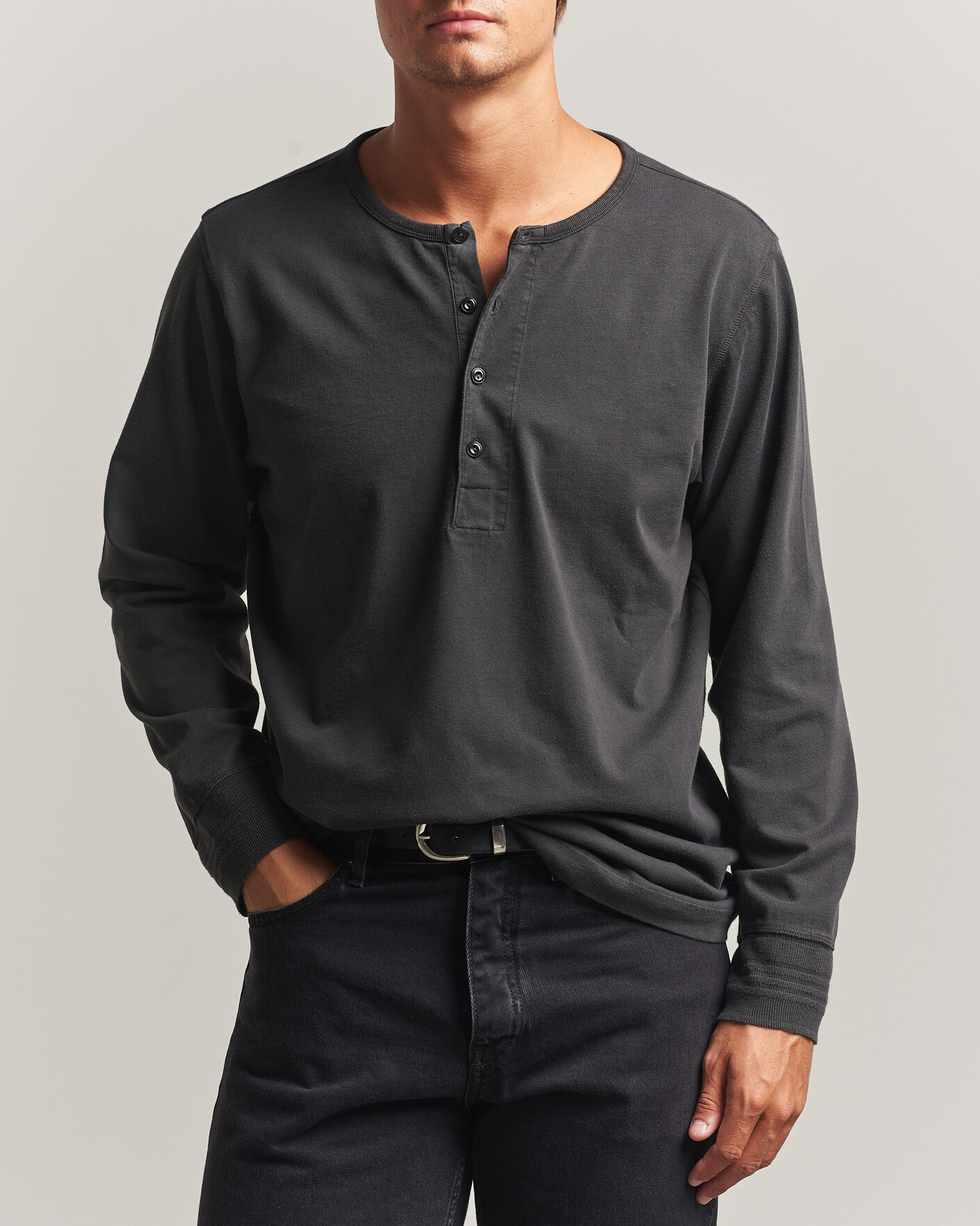 Homme | Pulls Et Tricots | Nudie Jeans | Long Sleeved Henley Antracite