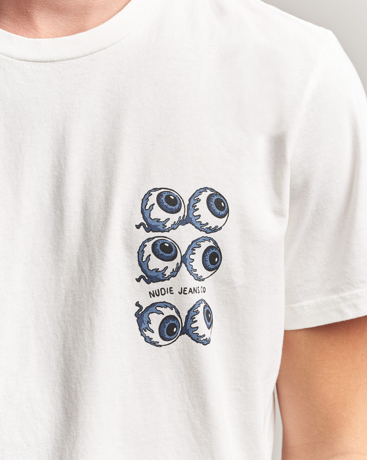 Heren | T-shirts | Nudie Jeans | Roy Wall Crack T-Shirt Chalk White