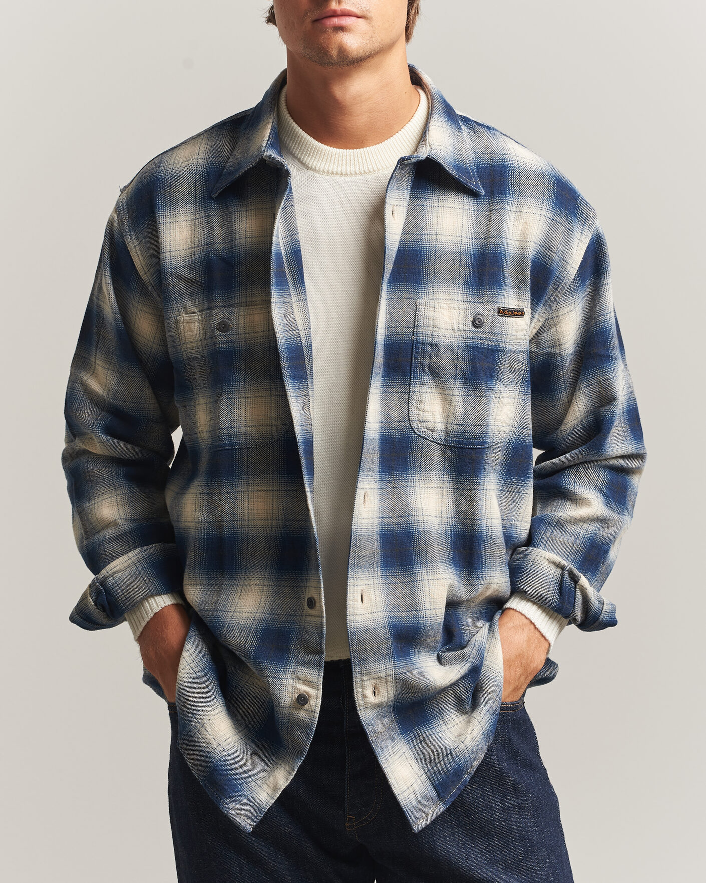 Homme | Chemises | Nudie Jeans | Julian Worker Checked Shirt Blue