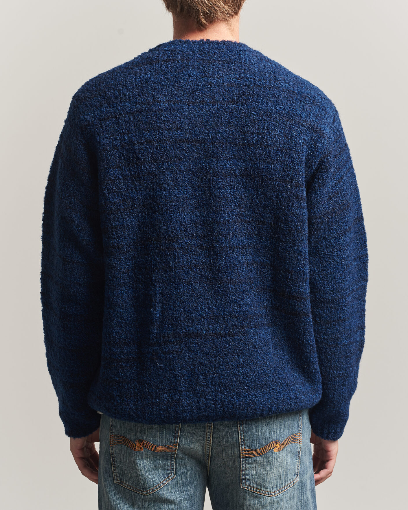 Heren | Truien | Nudie Jeans | Gurra Bouclé Knitted Sweater Blue Multi