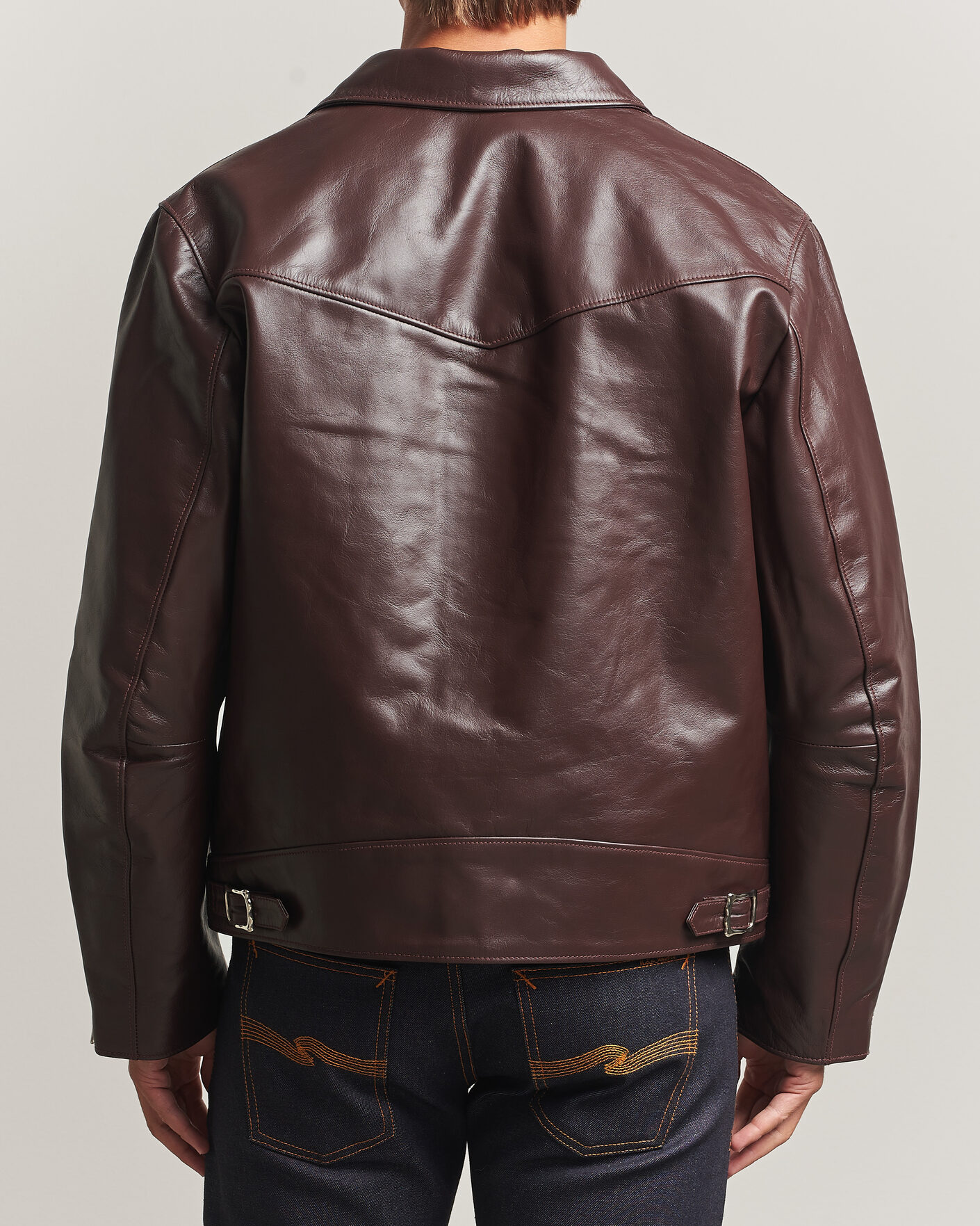 Heren | Jassen | Nudie Jeans | Eddy Rider Leather Jacket Burgundy Brown
