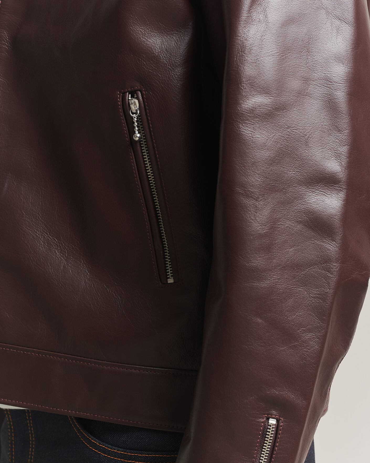 Heren | Jassen | Nudie Jeans | Eddy Rider Leather Jacket Burgundy Brown