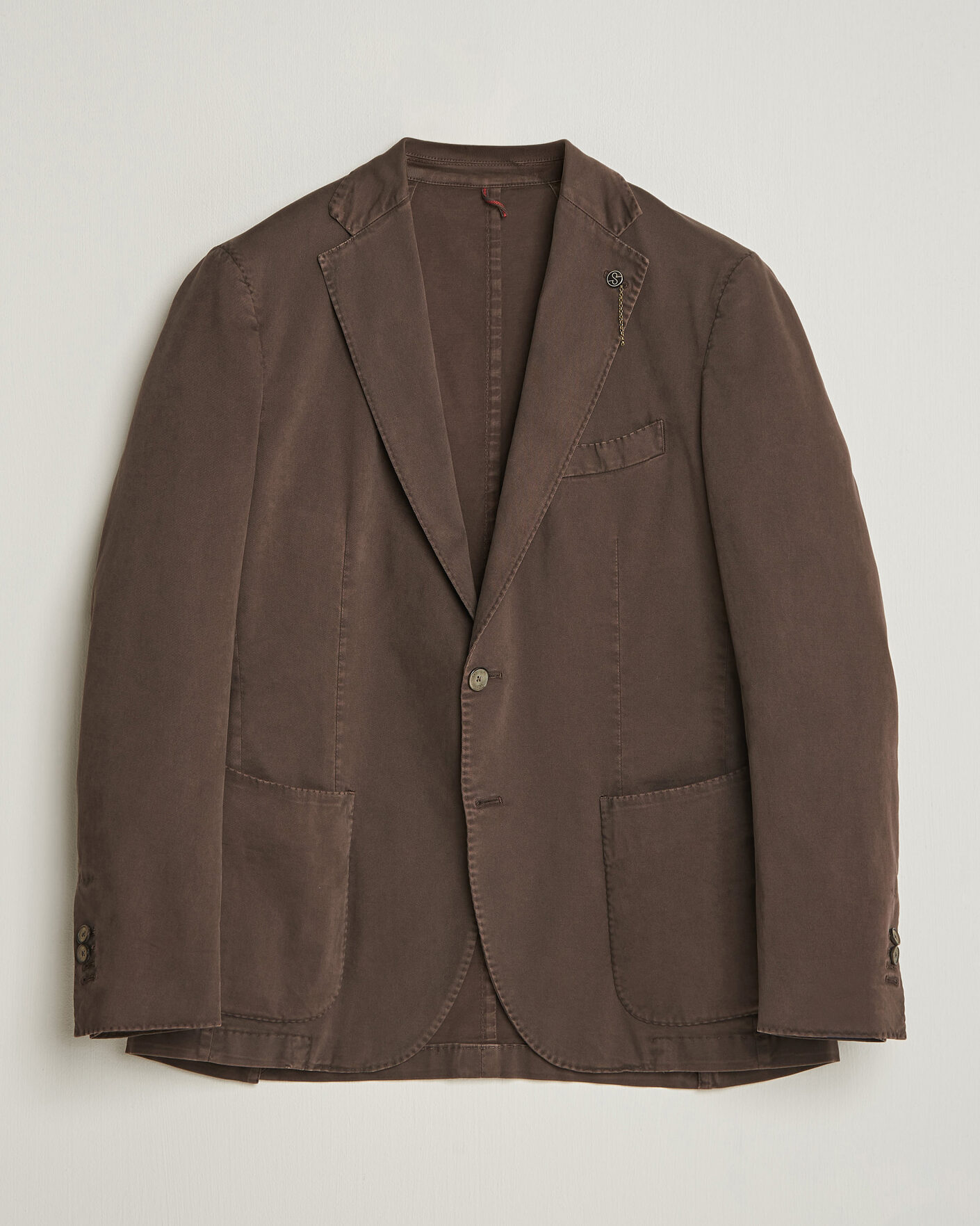 Heren | Blazers | Santaniello | Washed Cotton Patch Pocket Blazer Brown