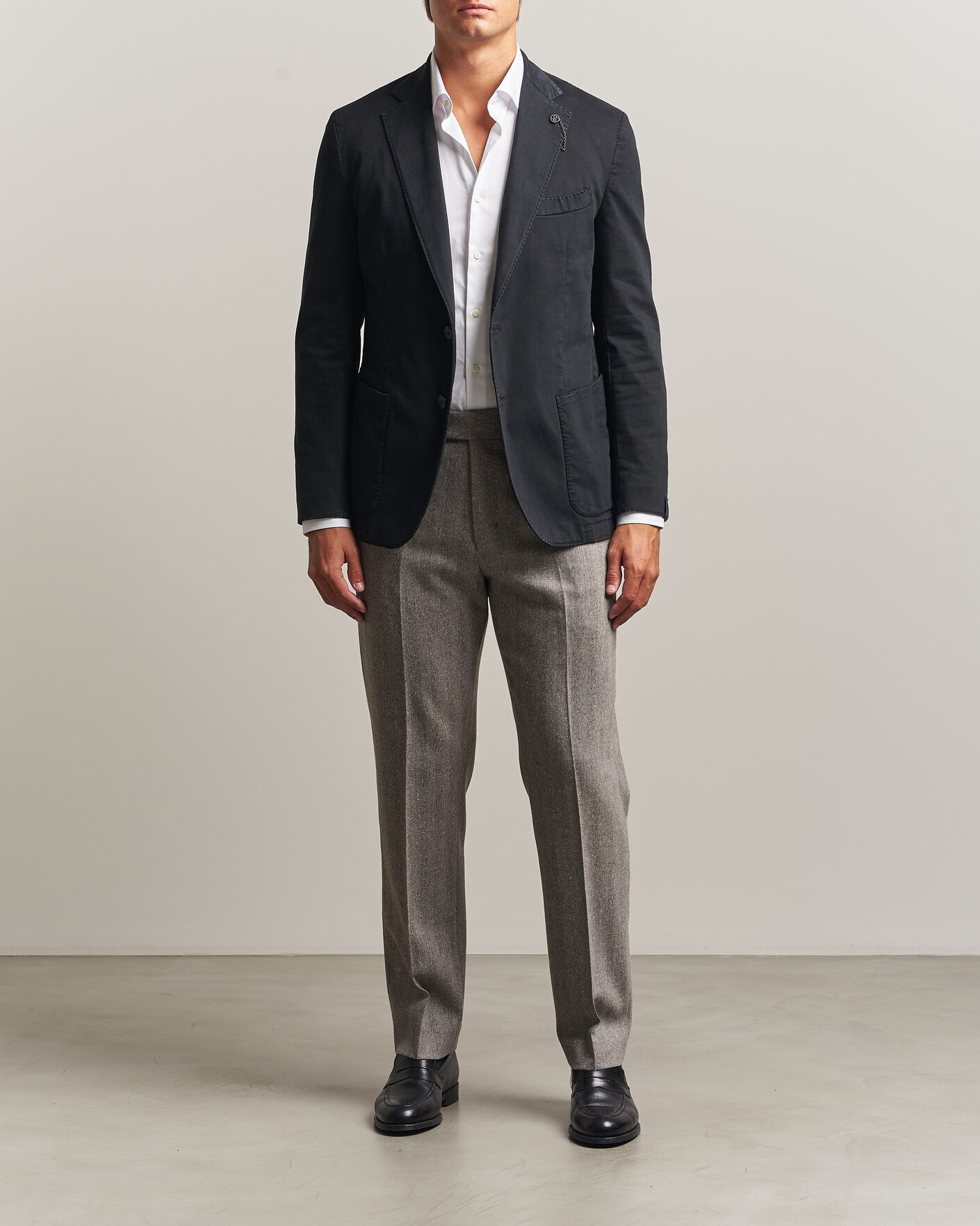 Homme | Blazers | Santaniello | Washed Cotton Patch Pocket Blazer Black