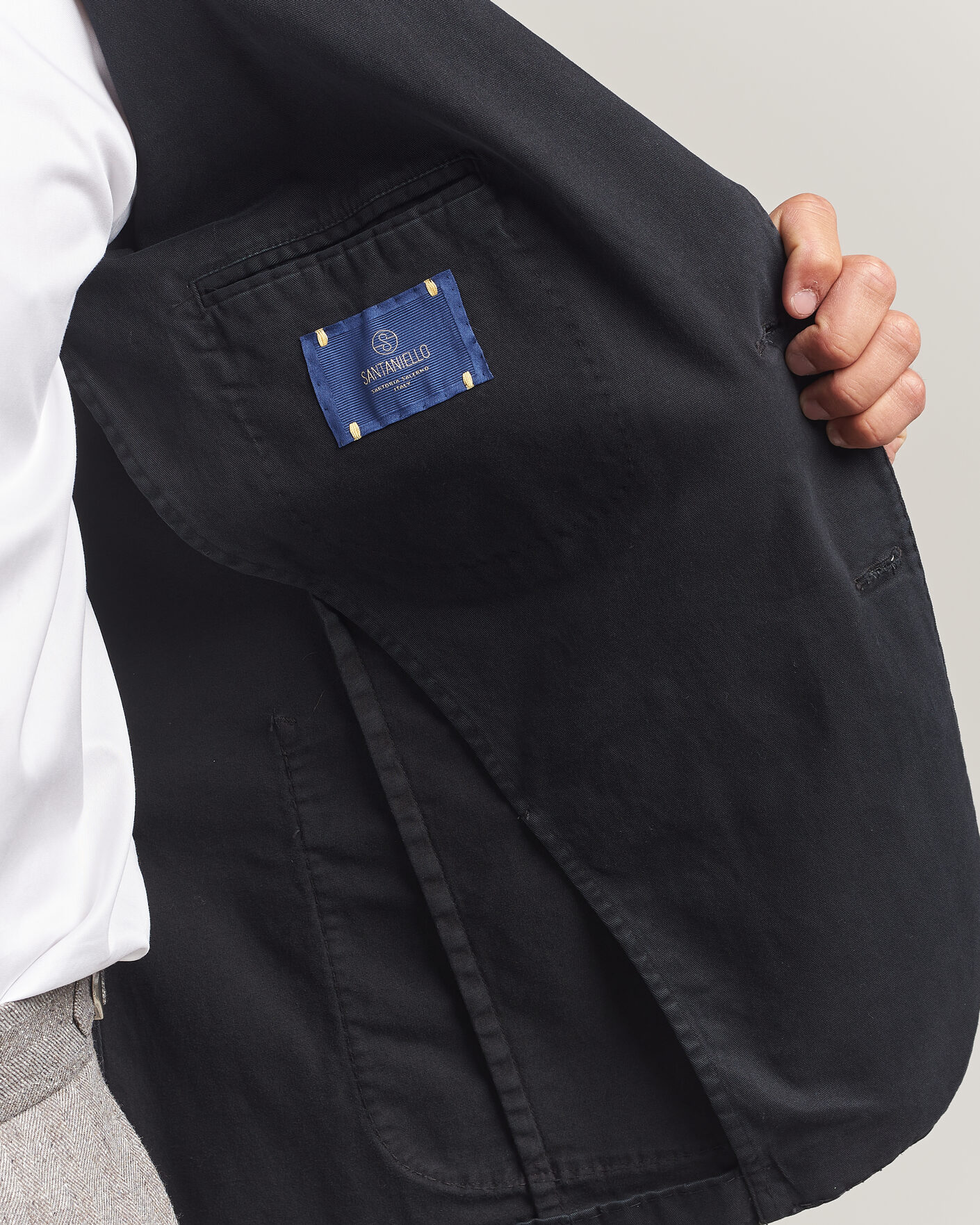 Homme | Blazers | Santaniello | Washed Cotton Patch Pocket Blazer Black