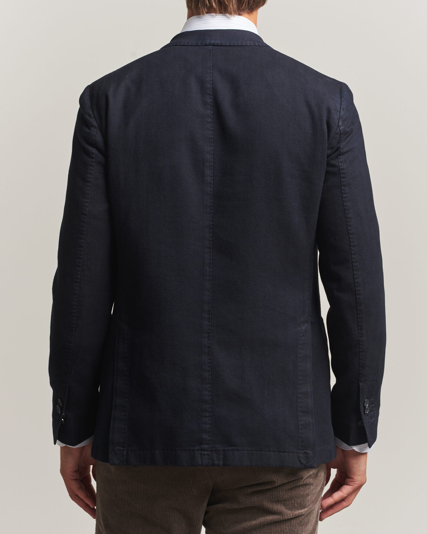 Homme | Blazers | Santaniello | Soft Touch Cotton Herringbone Blazer Navy