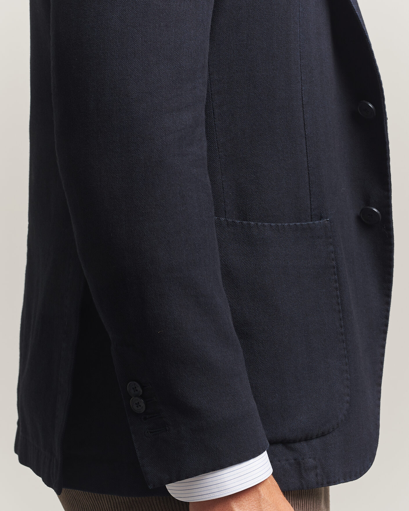 Homme | Blazers | Santaniello | Soft Touch Cotton Herringbone Blazer Navy