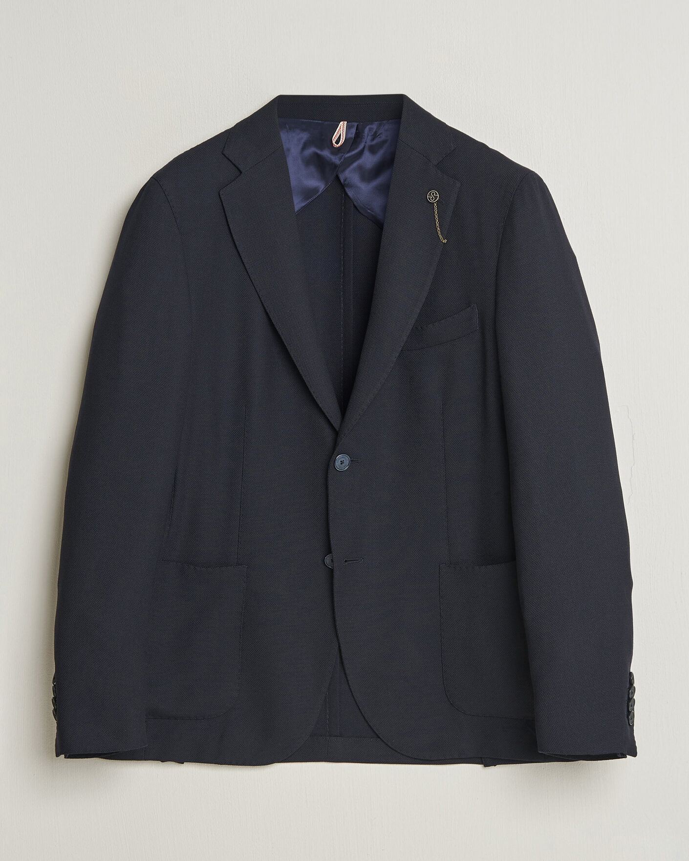 Heren | Blazers | Santaniello | Wool Mini Hopsack Blazer Navy