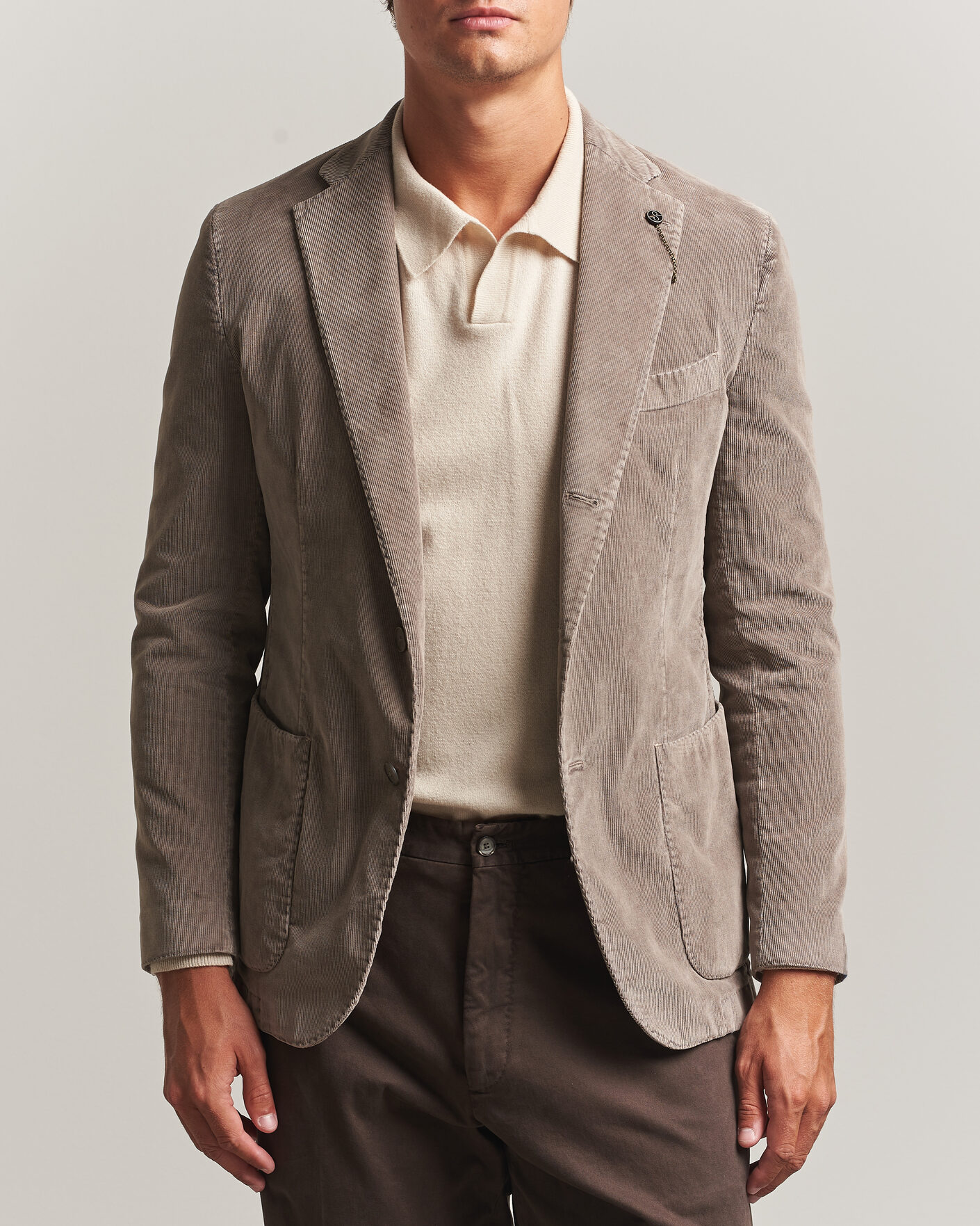 Heren | Blazers | Santaniello | Corduroy Patch Pocket Blazer Taupe