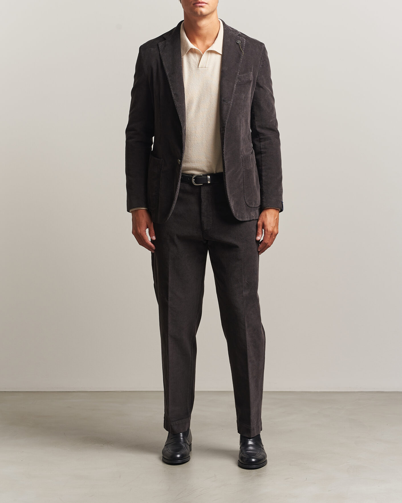 Heren | Broeken | Santaniello | Corduroy Trousers Dark Grey