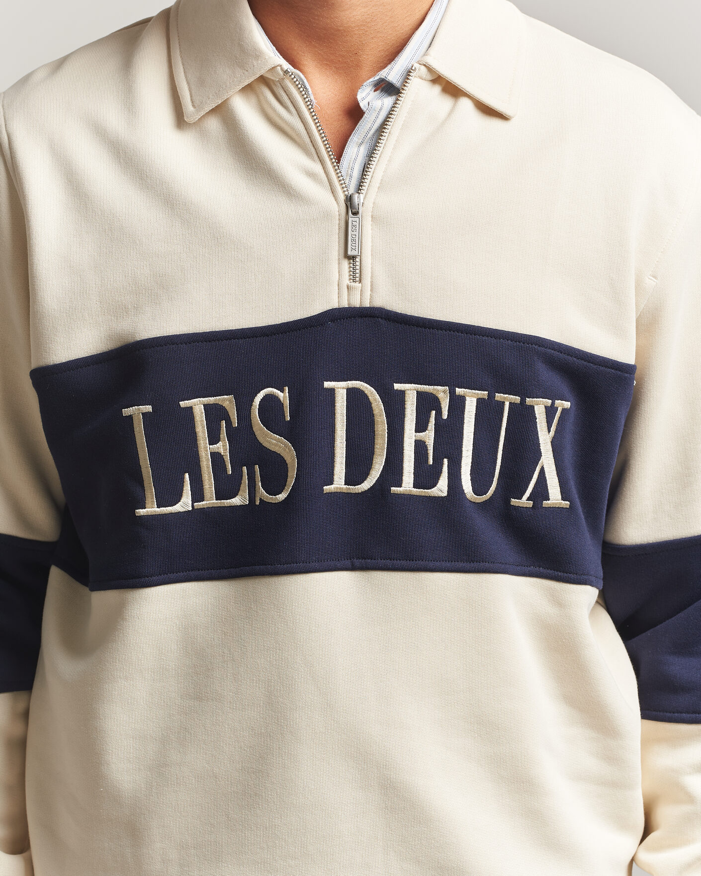 Homme | Pulls Et Tricots | LES DEUX | Zipper Rugby Sweatshirt Ivory