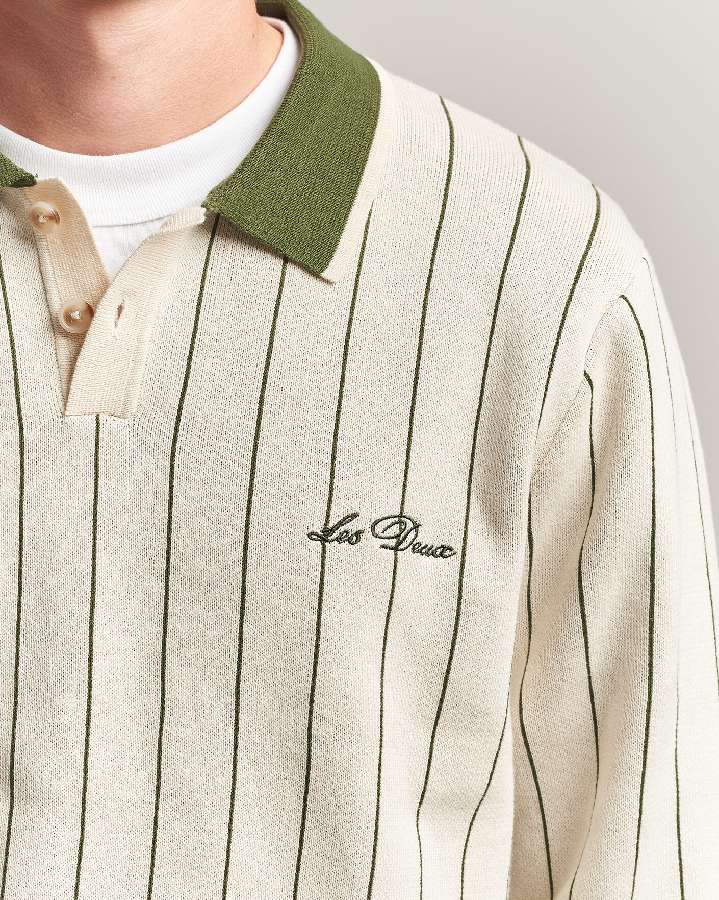 Heren | Truien | LES DEUX | Signature Knitted Long Sleeve Polo Ivory