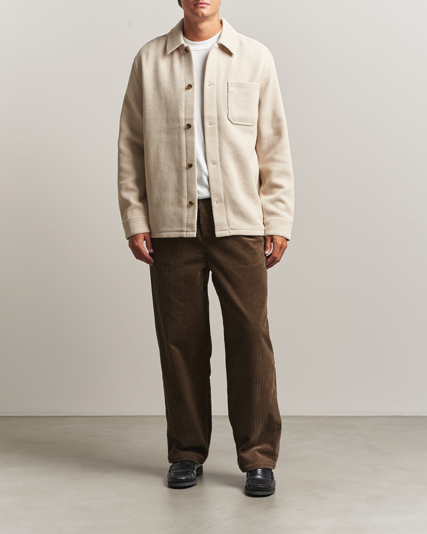 Homme | Chemises | LES DEUX | Twill Wool Overshirt Ivory