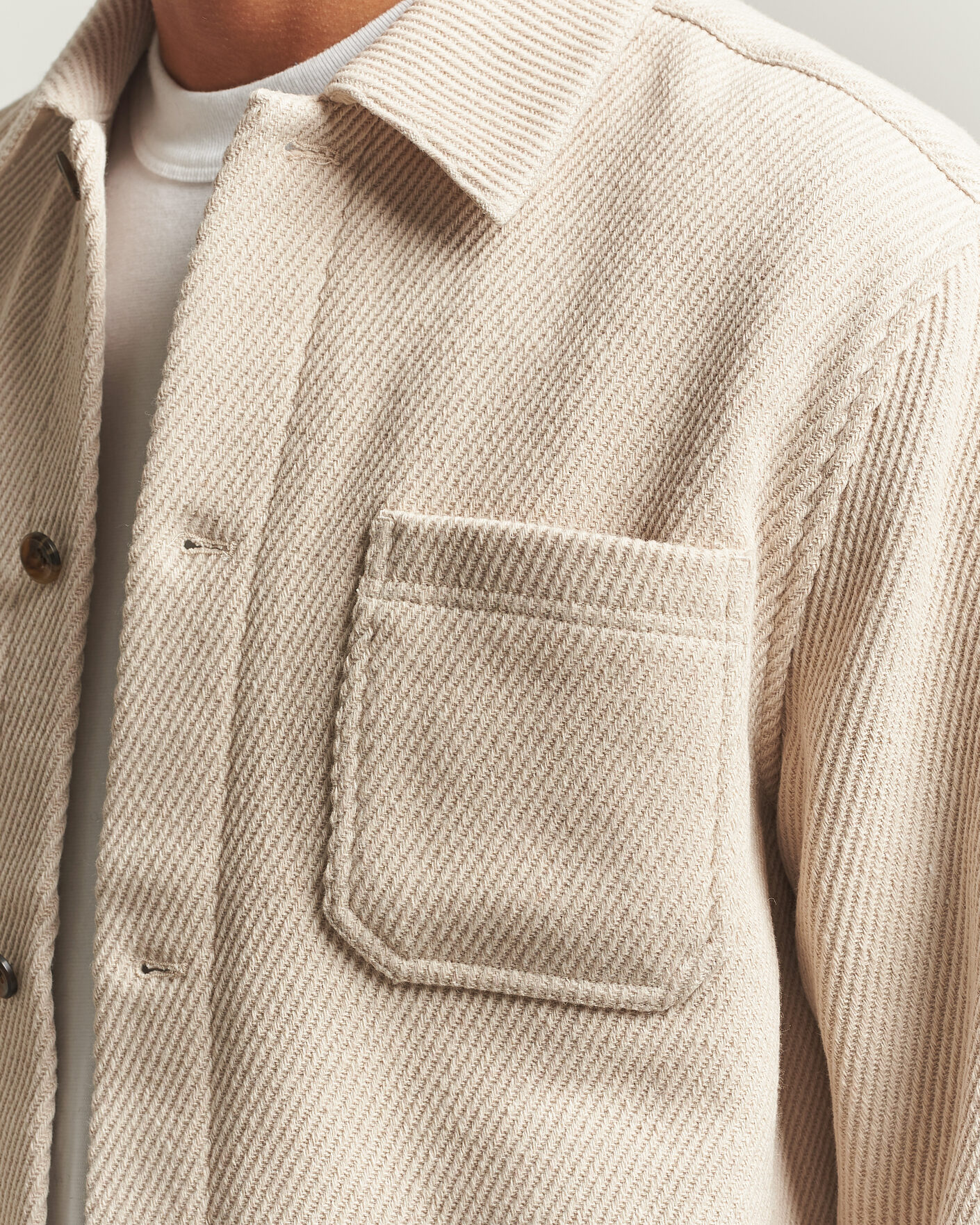 Homme | Chemises | LES DEUX | Twill Wool Overshirt Ivory
