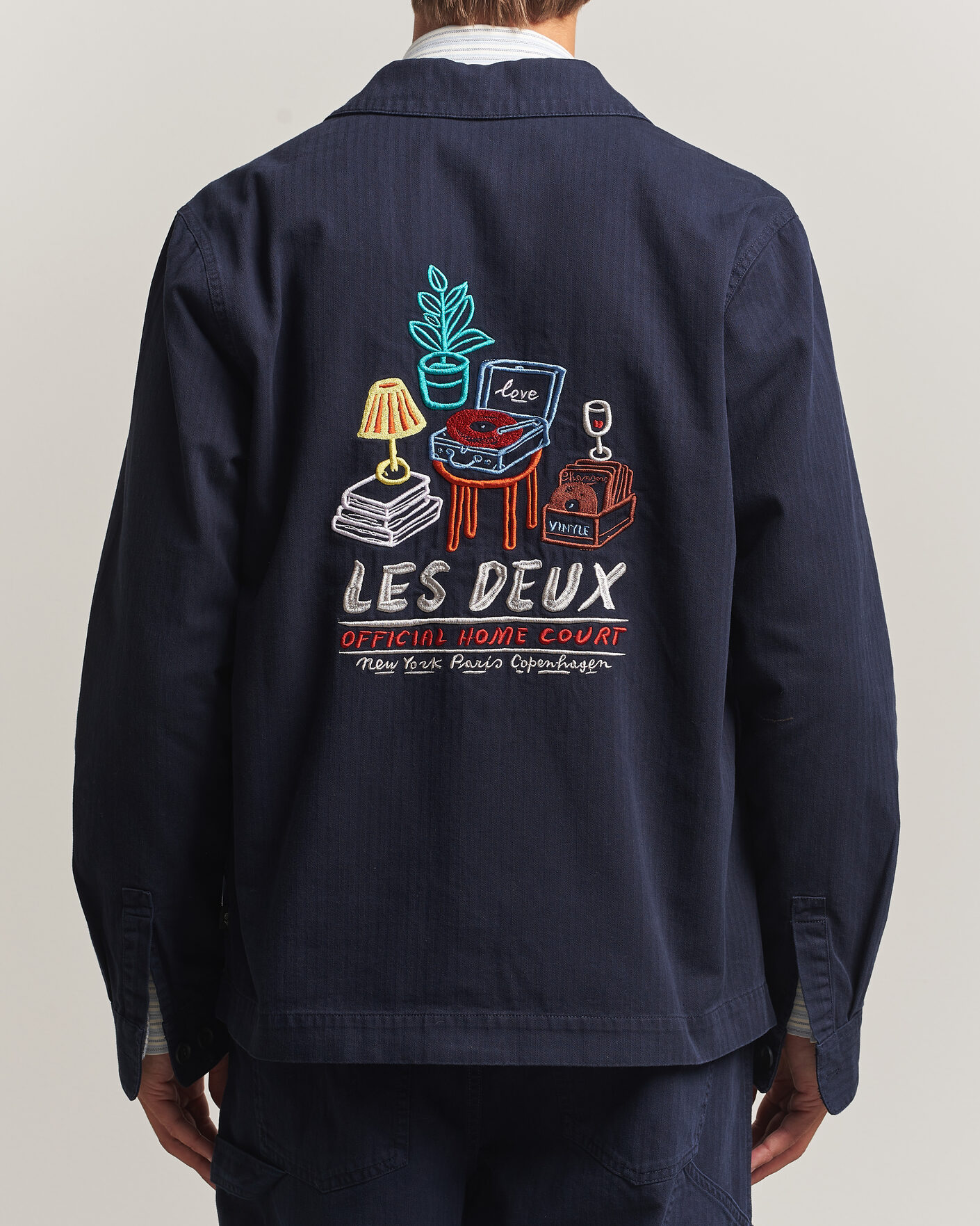 Heren | Overhemden | LES DEUX | Herringbone Artist Overshirt Dark Navy