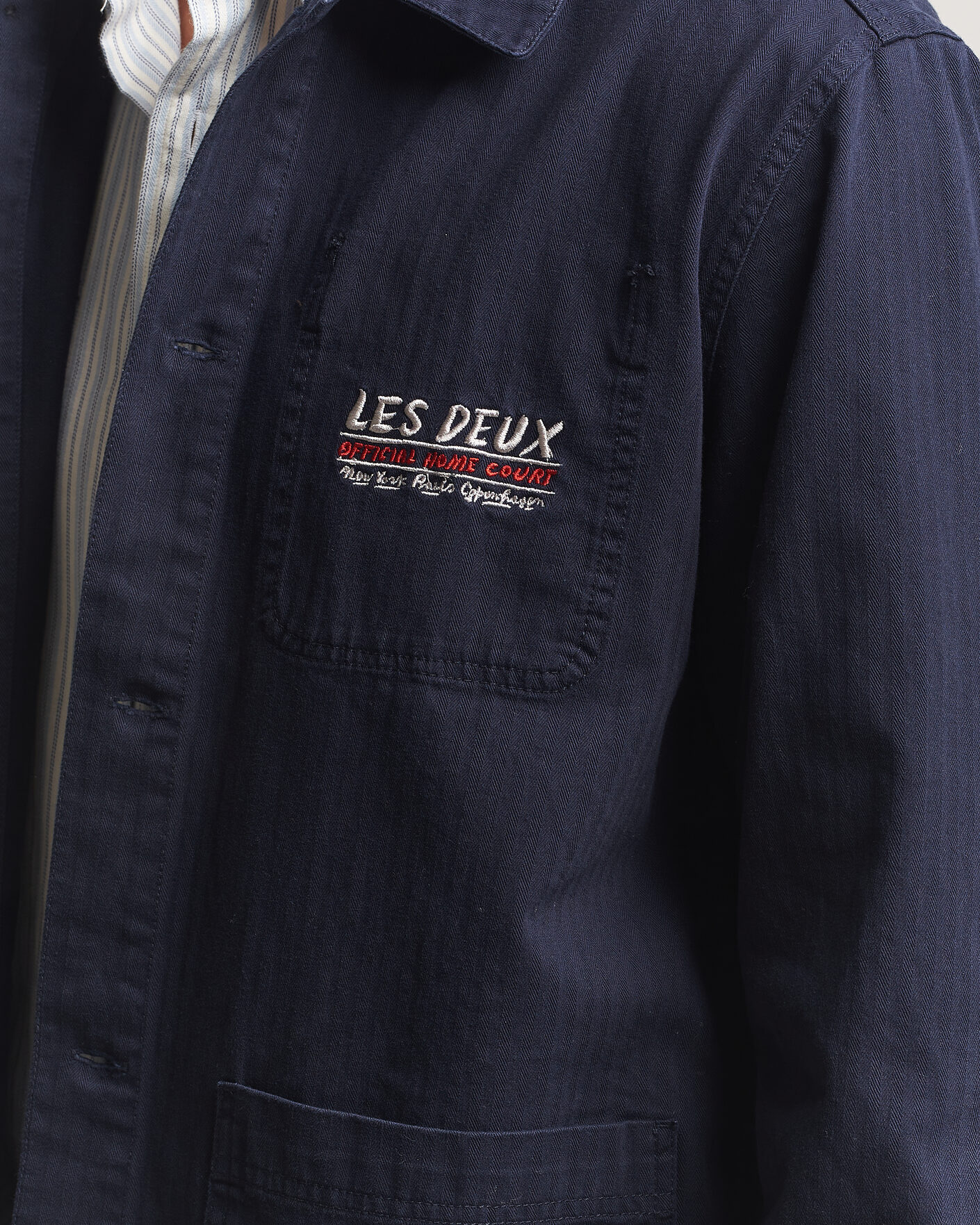 Heren | Overhemden | LES DEUX | Herringbone Artist Overshirt Dark Navy