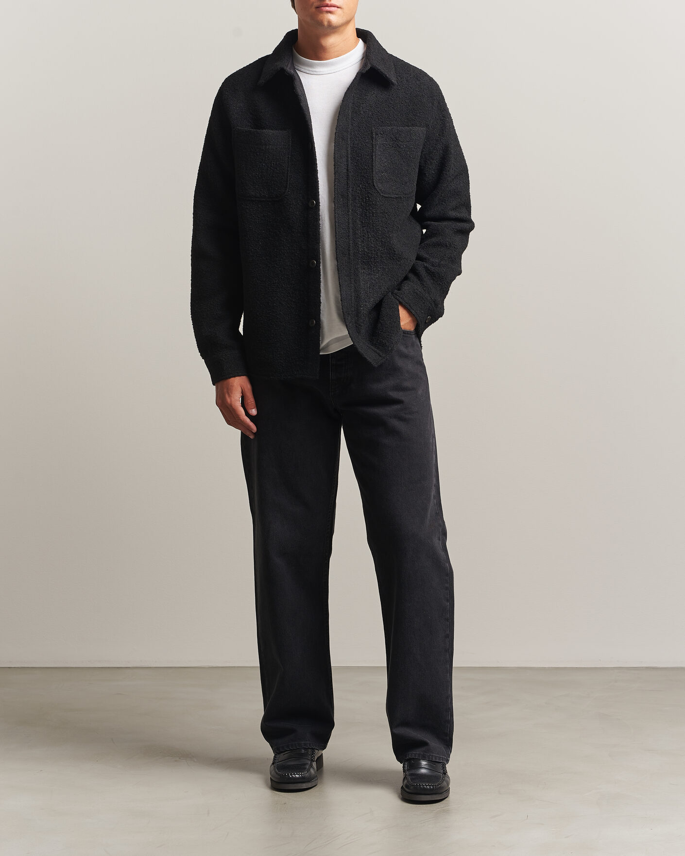 Homme | Chemises | LES DEUX | Boucle Overshirt Black