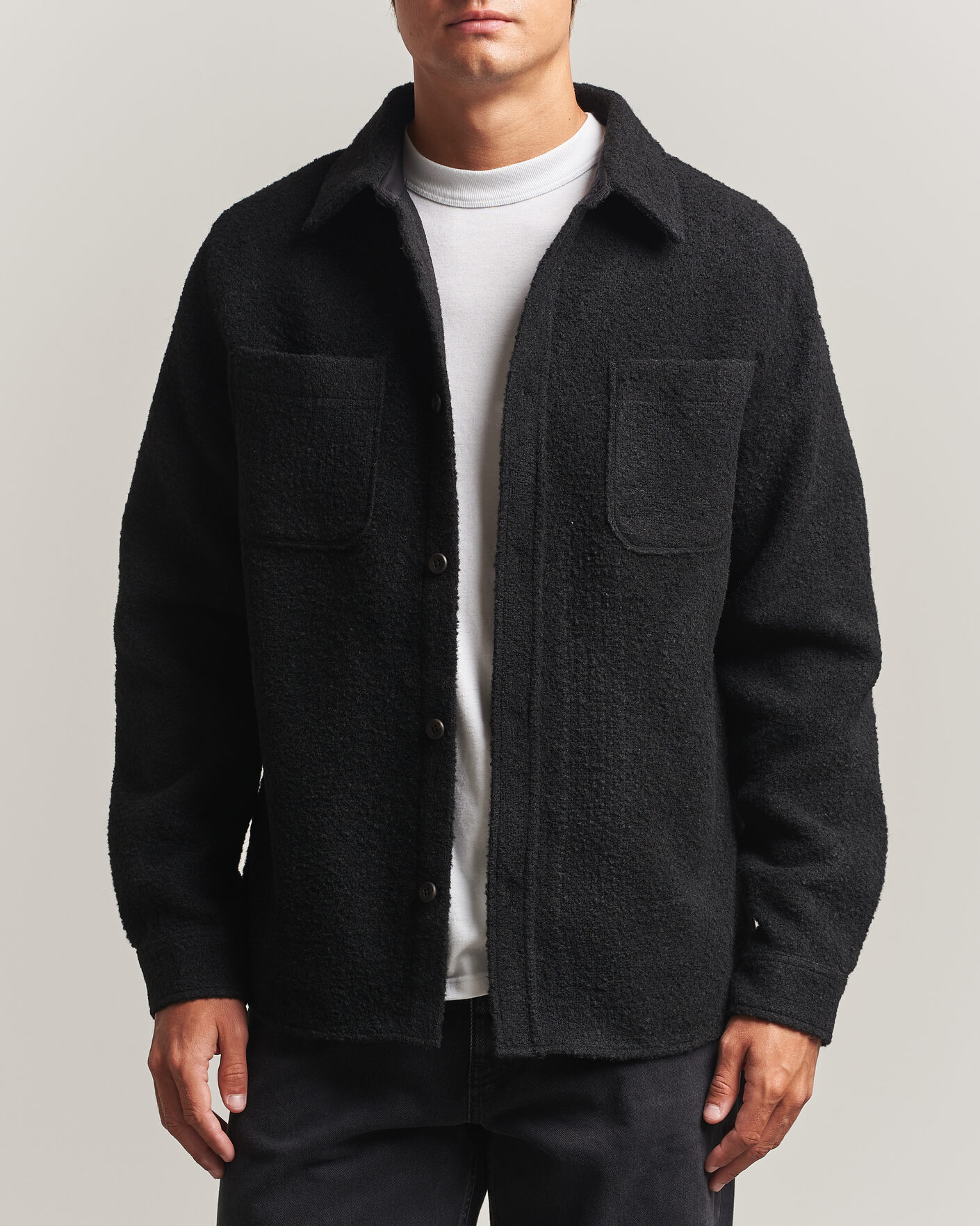 Homme | Chemises | LES DEUX | Boucle Overshirt Black