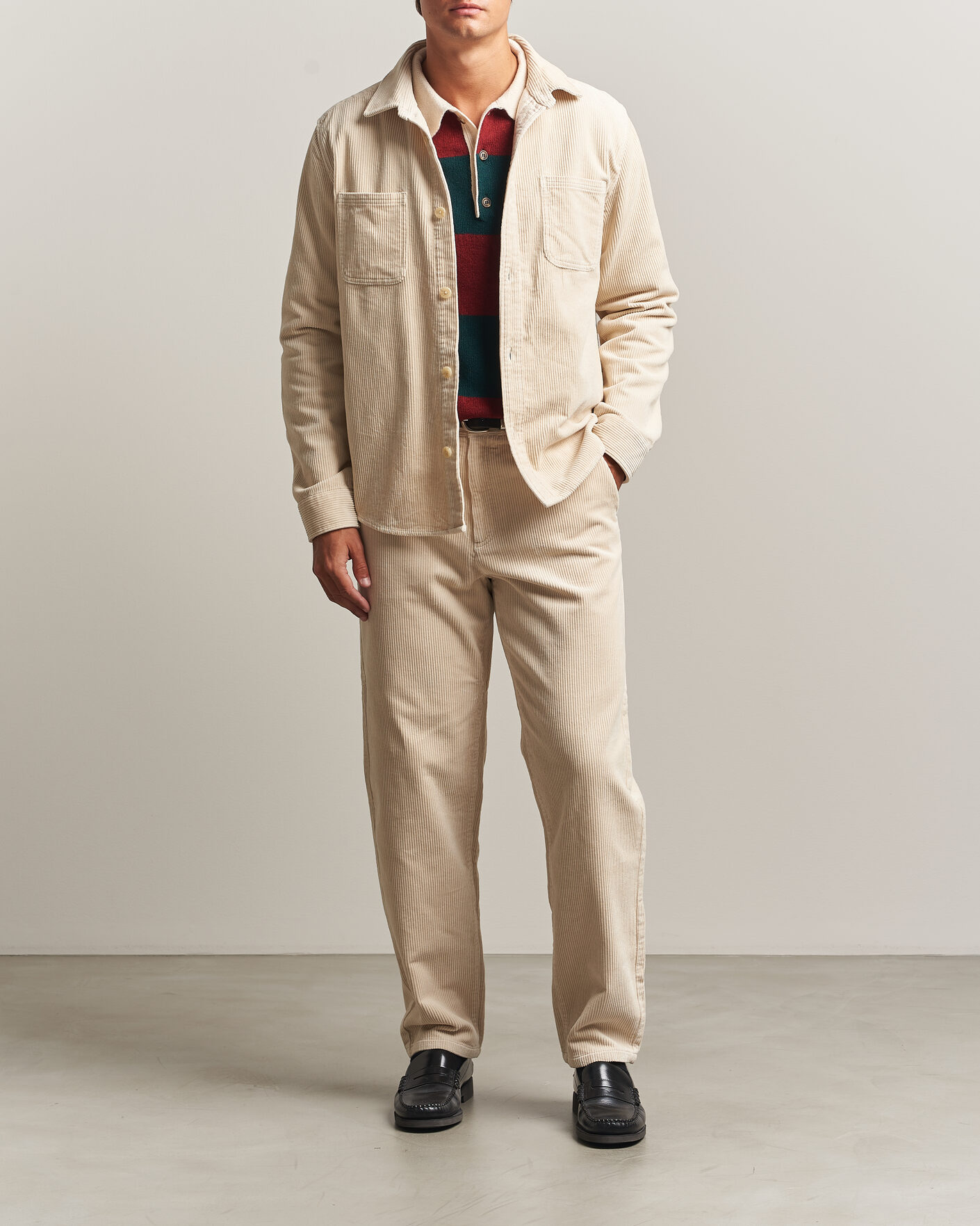 Homme | Pantalons | LES DEUX | Corduroy Tapered Pants Ivory
