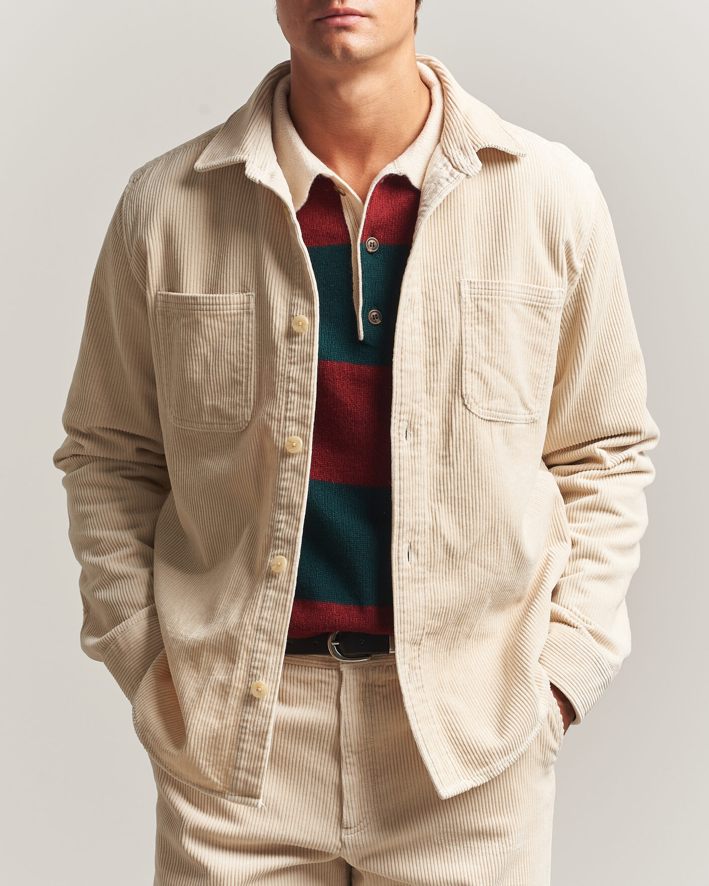 Homme | Chemises | LES DEUX | Corduroy Overshirt Ivory