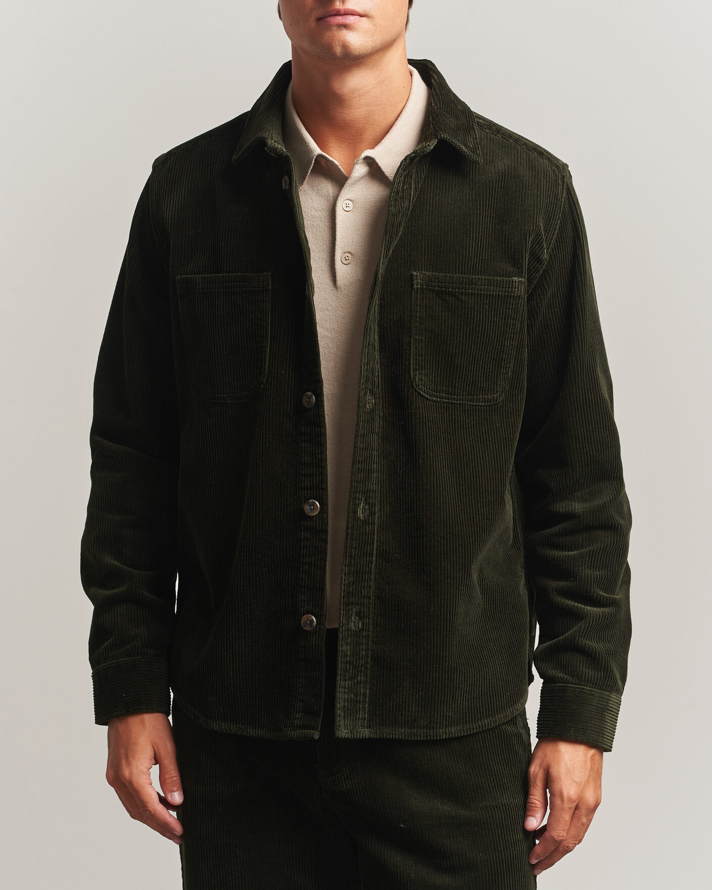 Heren | Overhemden | LES DEUX | Corduroy Overshirt Rosin Green