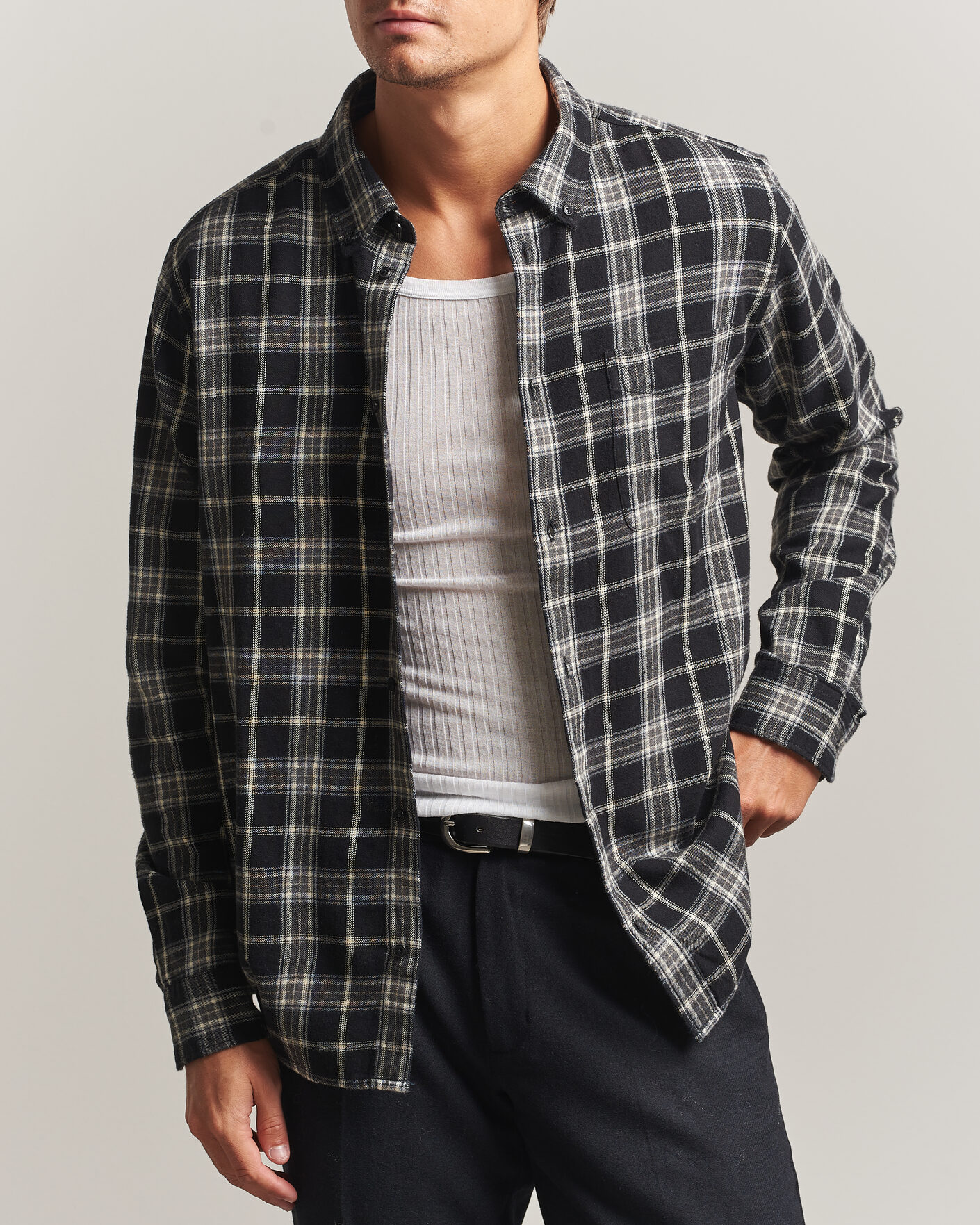 Homme | Chemises | LES DEUX | Vintage Check Shirt Black