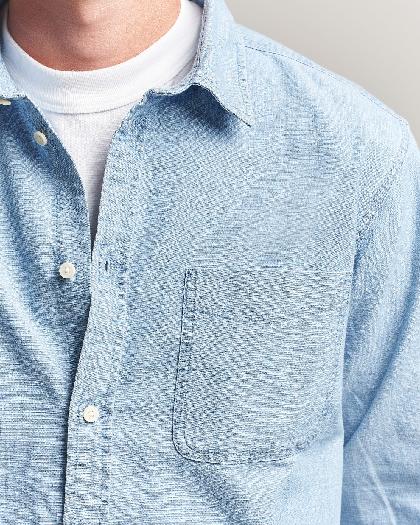 Heren | Overhemden | LES DEUX | Chambray Shirt Light Blue Wash