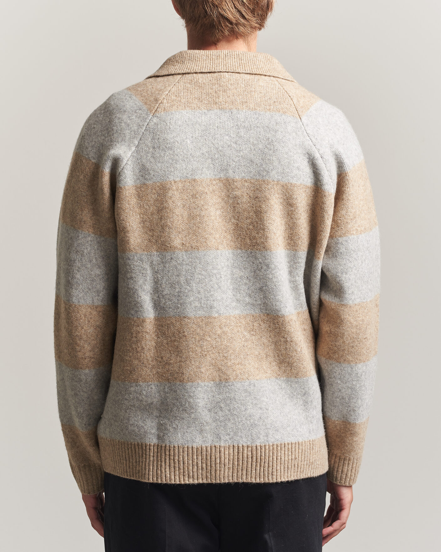 Homme | Pulls Et Tricots | LES DEUX | Striped Melange Knit Polo Light Sand Melange