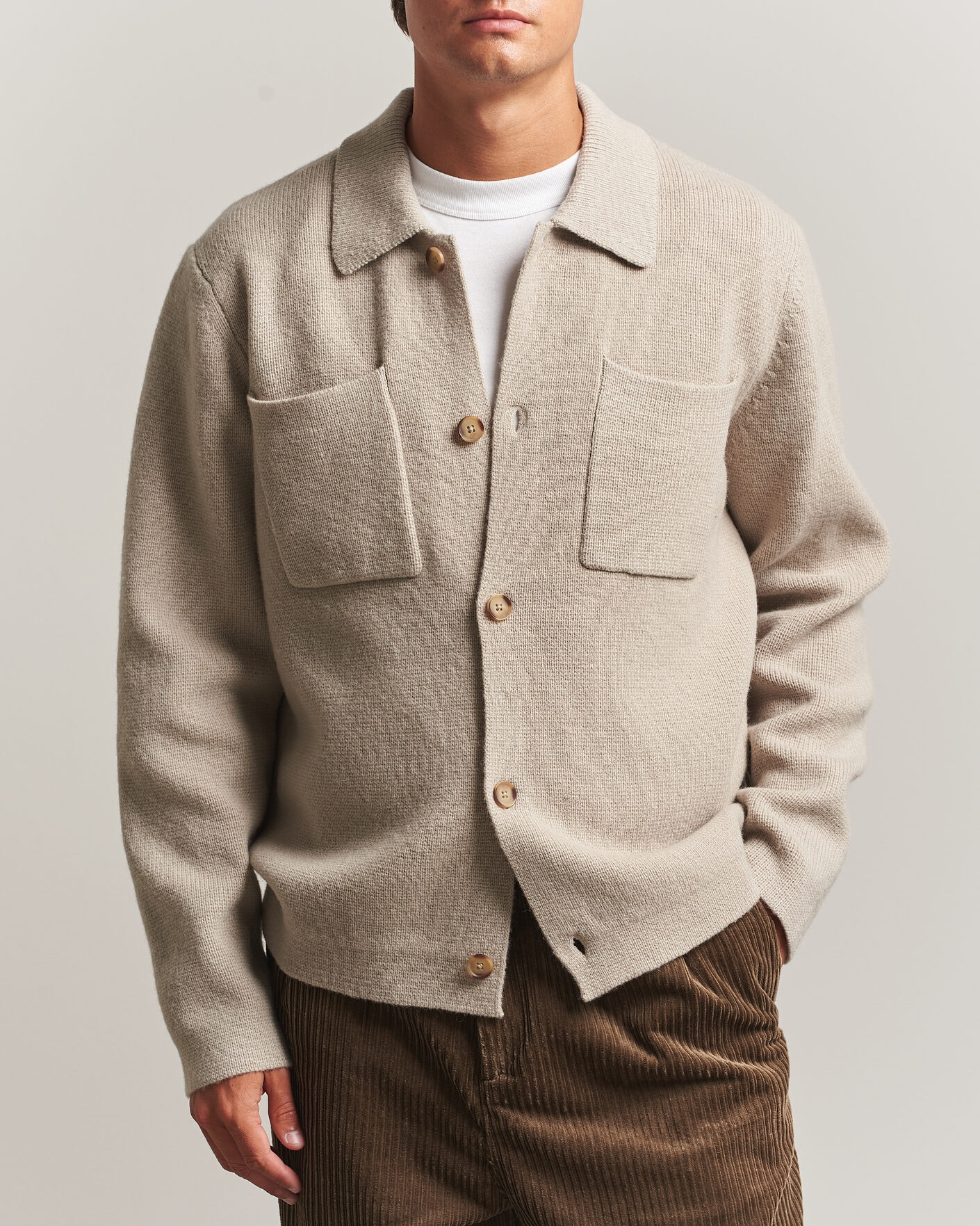 Heren | Truien | LES DEUX | Milano Knit Overshirt Light Sand