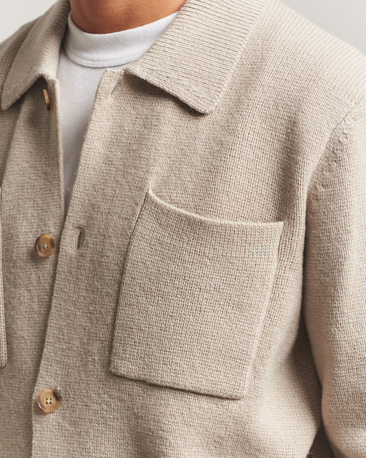Heren | Truien | LES DEUX | Milano Knit Overshirt Light Sand
