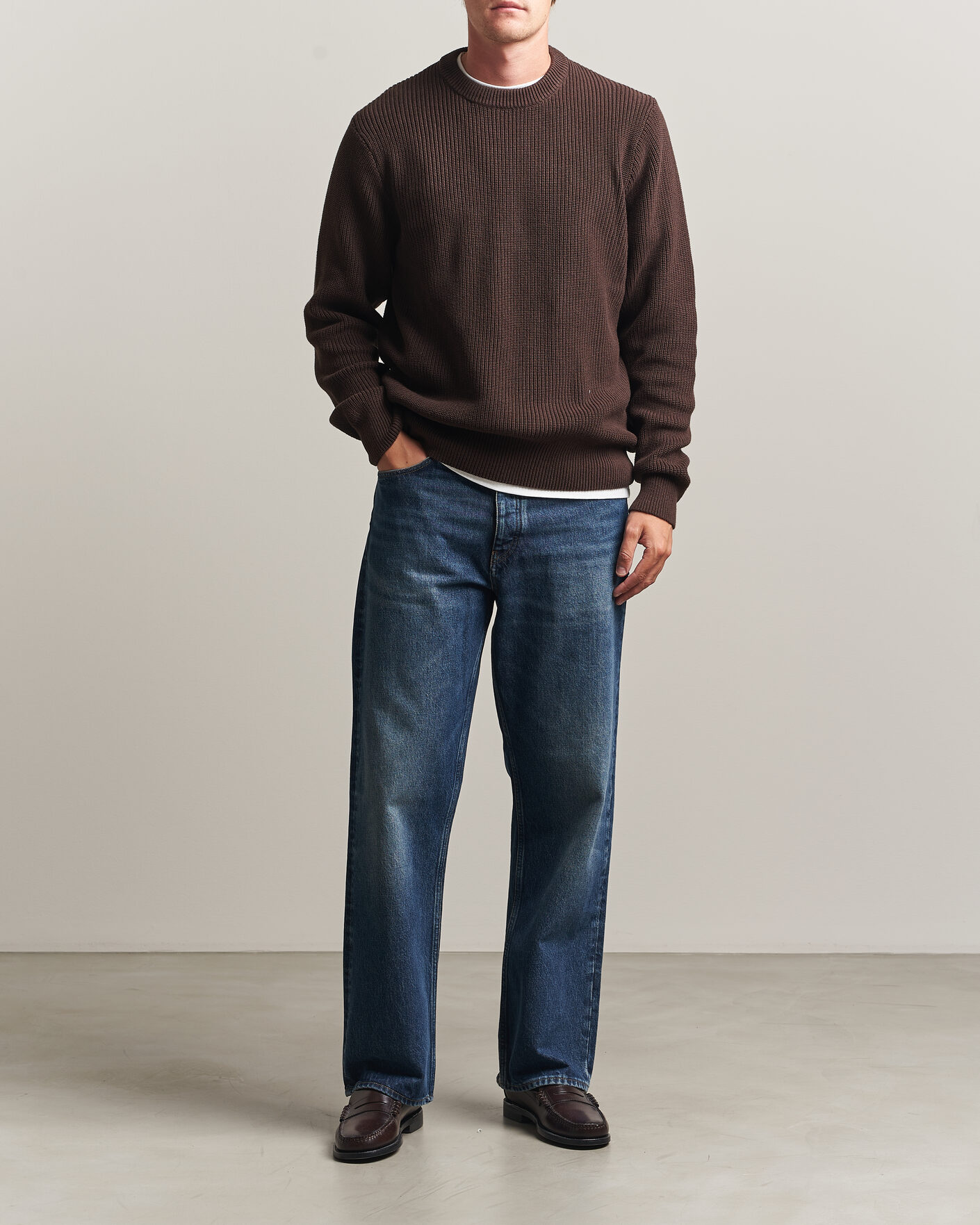 Homme | Pulls Et Tricots | LES DEUX | Rib Crewneck Knit Molé Brown