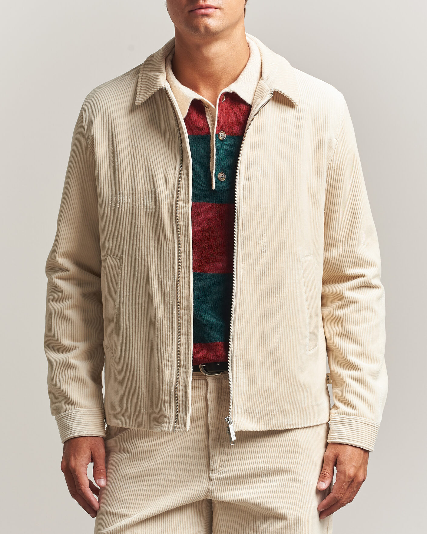 Heren | Jassen | LES DEUX | Corduroy Zipper Coach Jacket Ivory