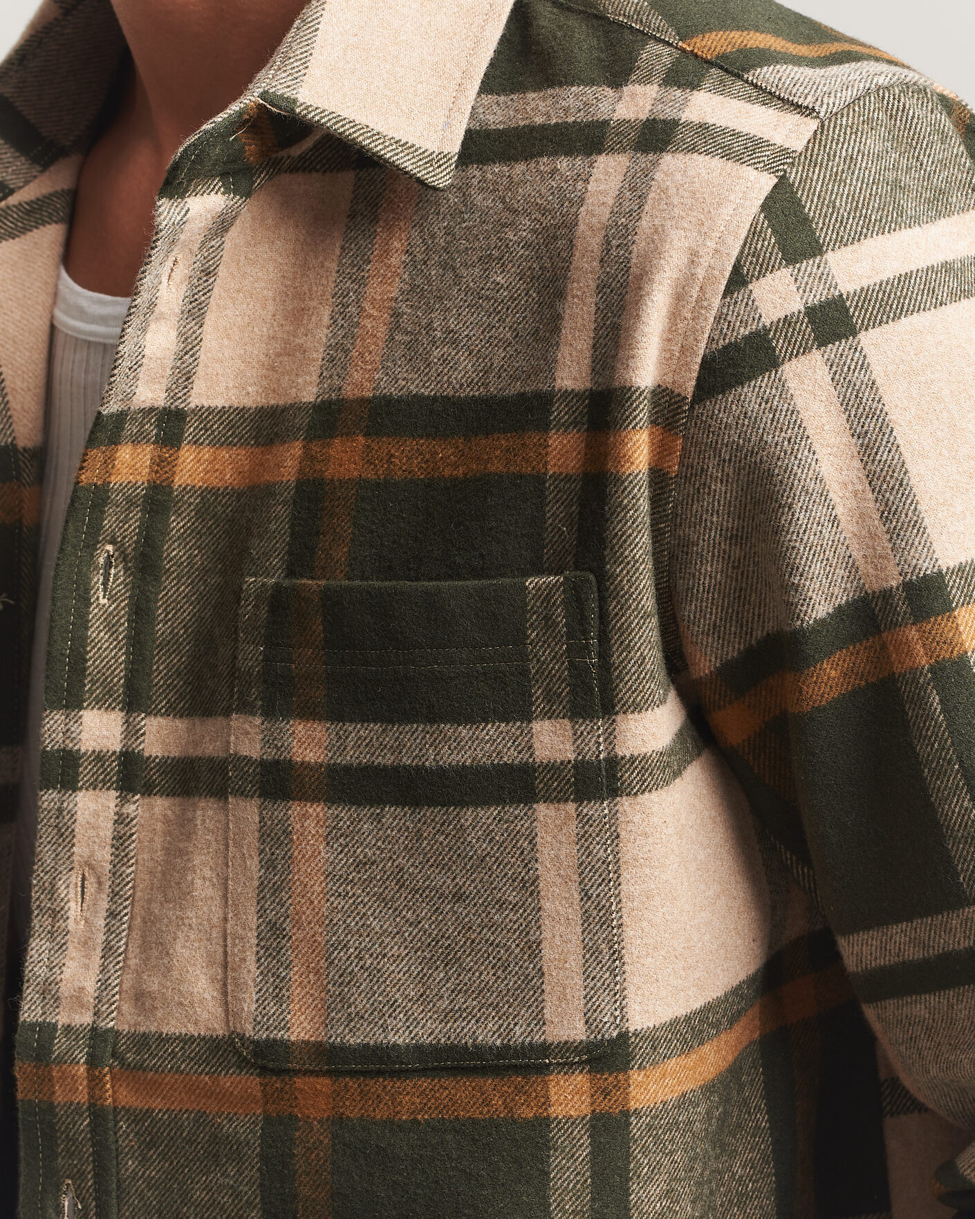 Homme | Chemises | LES DEUX | Check Flannel Shirt Rosin Green