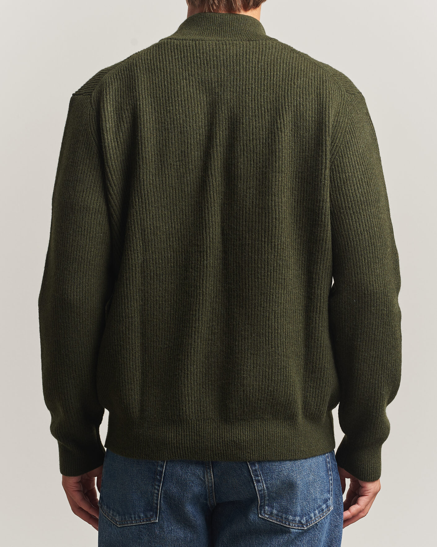 Homme | Pulls Et Tricots | LES DEUX | Wool Rib Knitter Zip Rosin Green