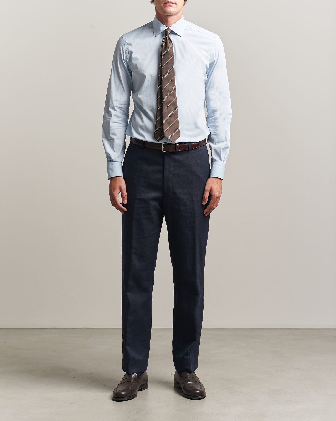 Heren | Overhemden | Mazzarelli | Soft Cotton Popeline Shirt Light Blue