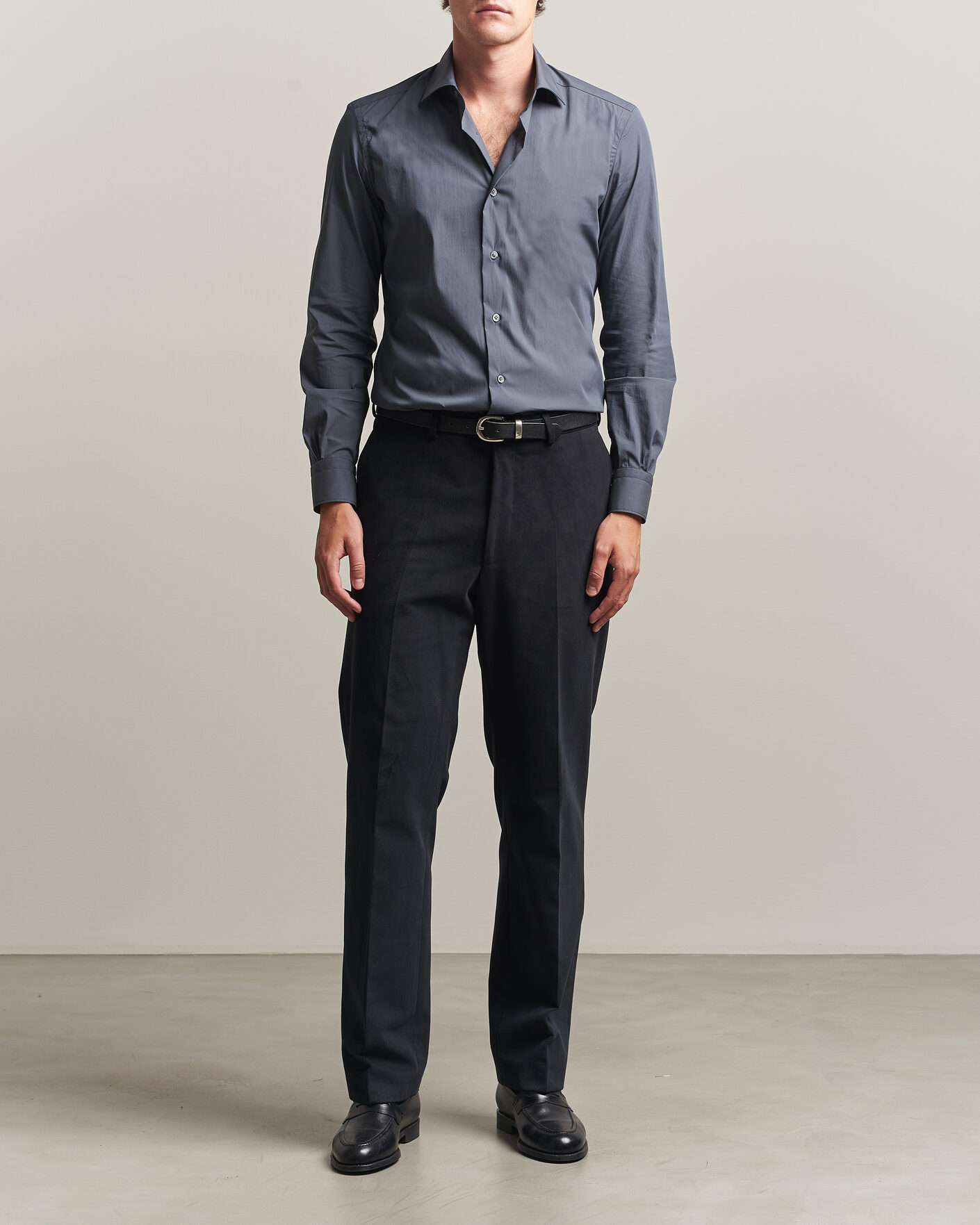 Homme | Chemises | Mazzarelli | Soft Cotton Popeline Shirt Grey