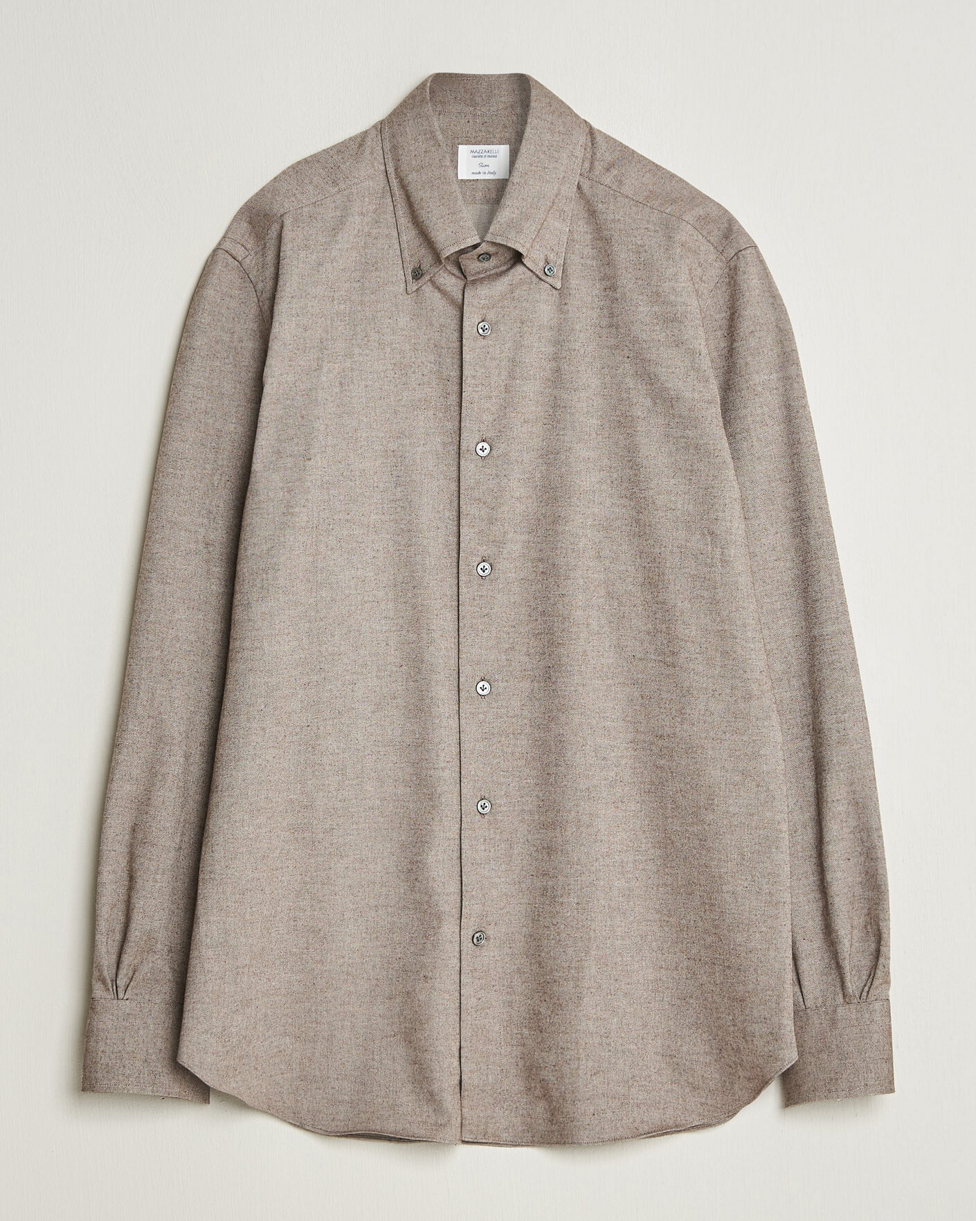 Homme | Chemises | Mazzarelli | Soft Flannel Button Down Shirt Taupe