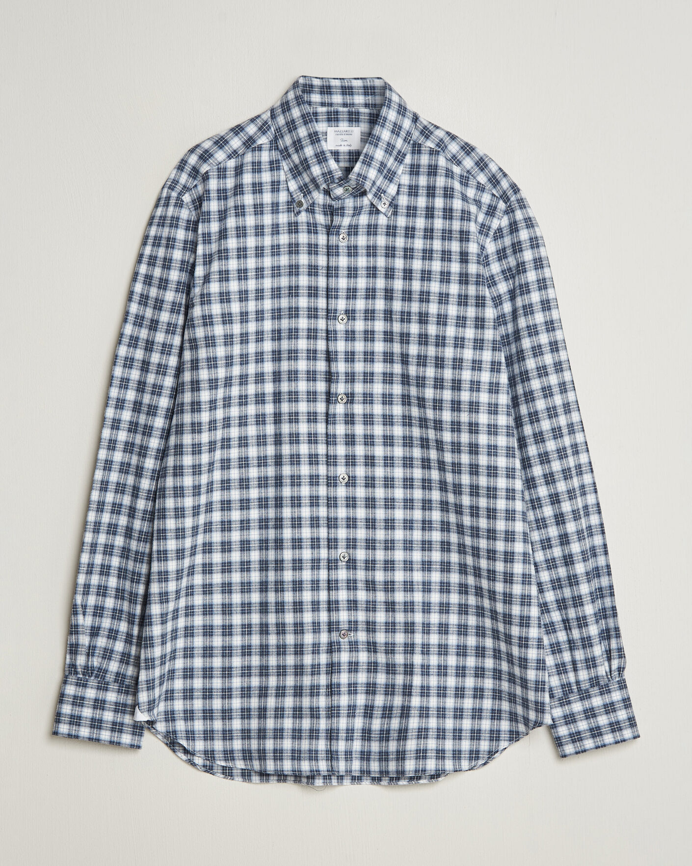 Homme | Chemises | Mazzarelli | Soft Flannel Button Down Shirt Navy