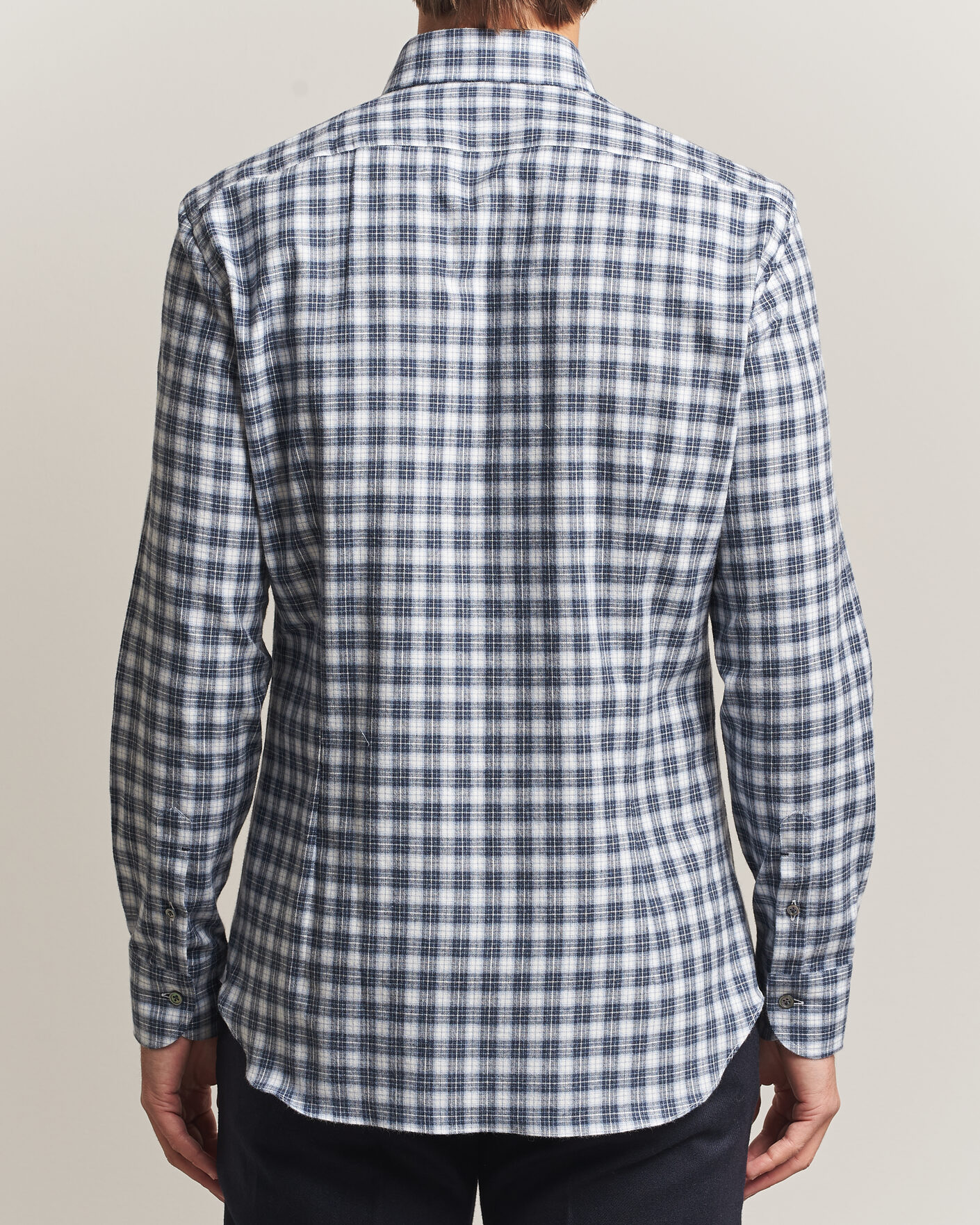 Homme | Chemises | Mazzarelli | Soft Flannel Button Down Shirt Navy
