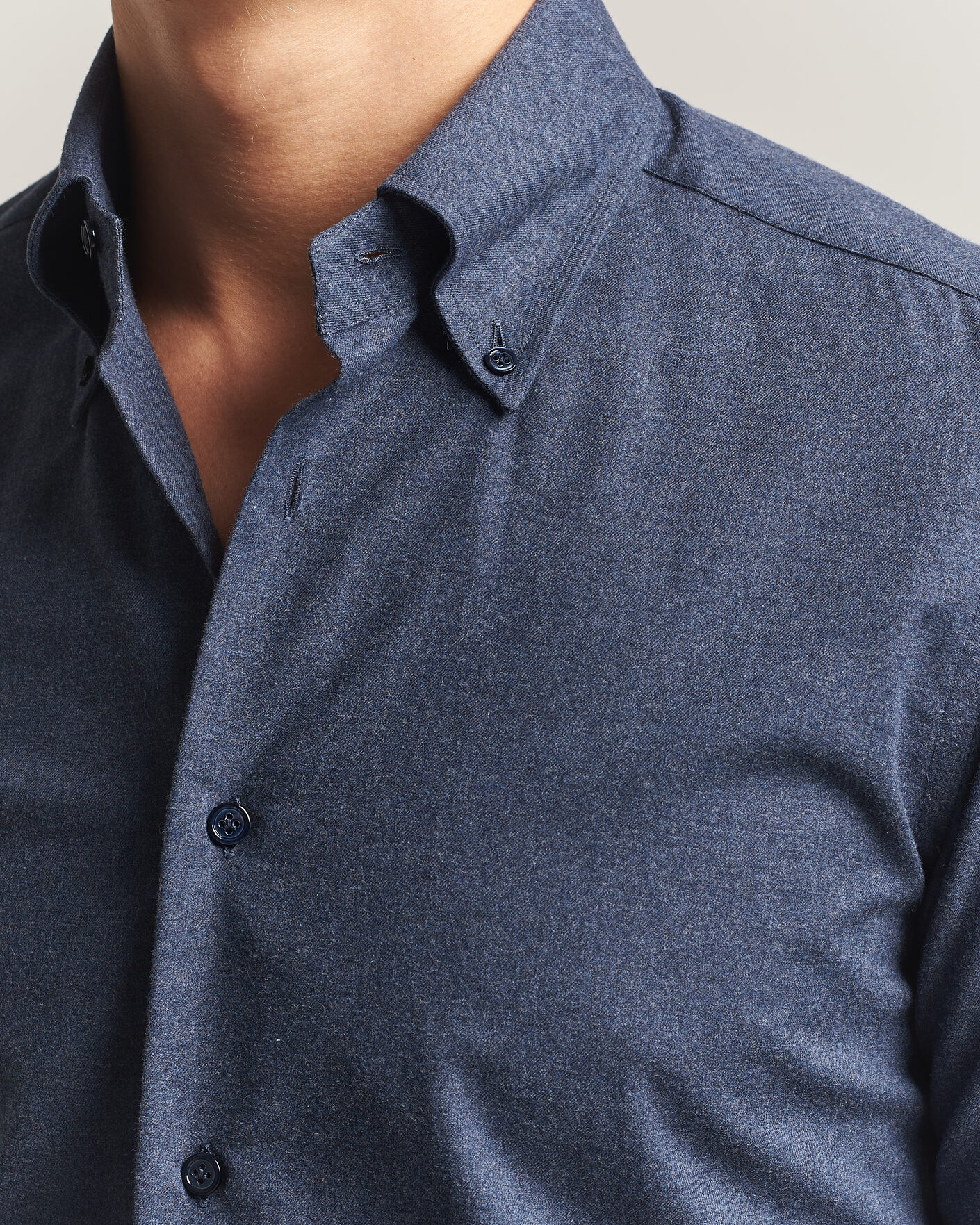 Homme | Chemises | Mazzarelli | Soft Flannel Button Down Shirt Navy