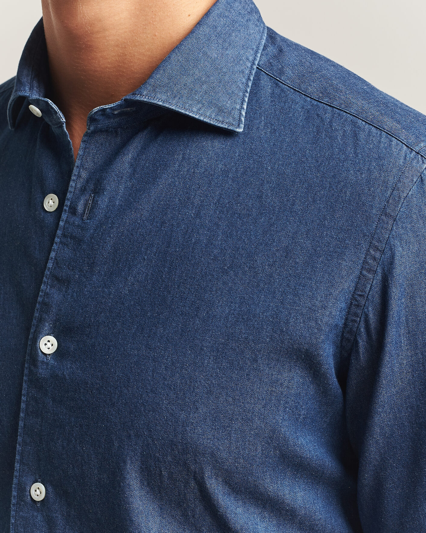 Homme | Chemises | Mazzarelli | Soft Denim Shirt Blue Wash
