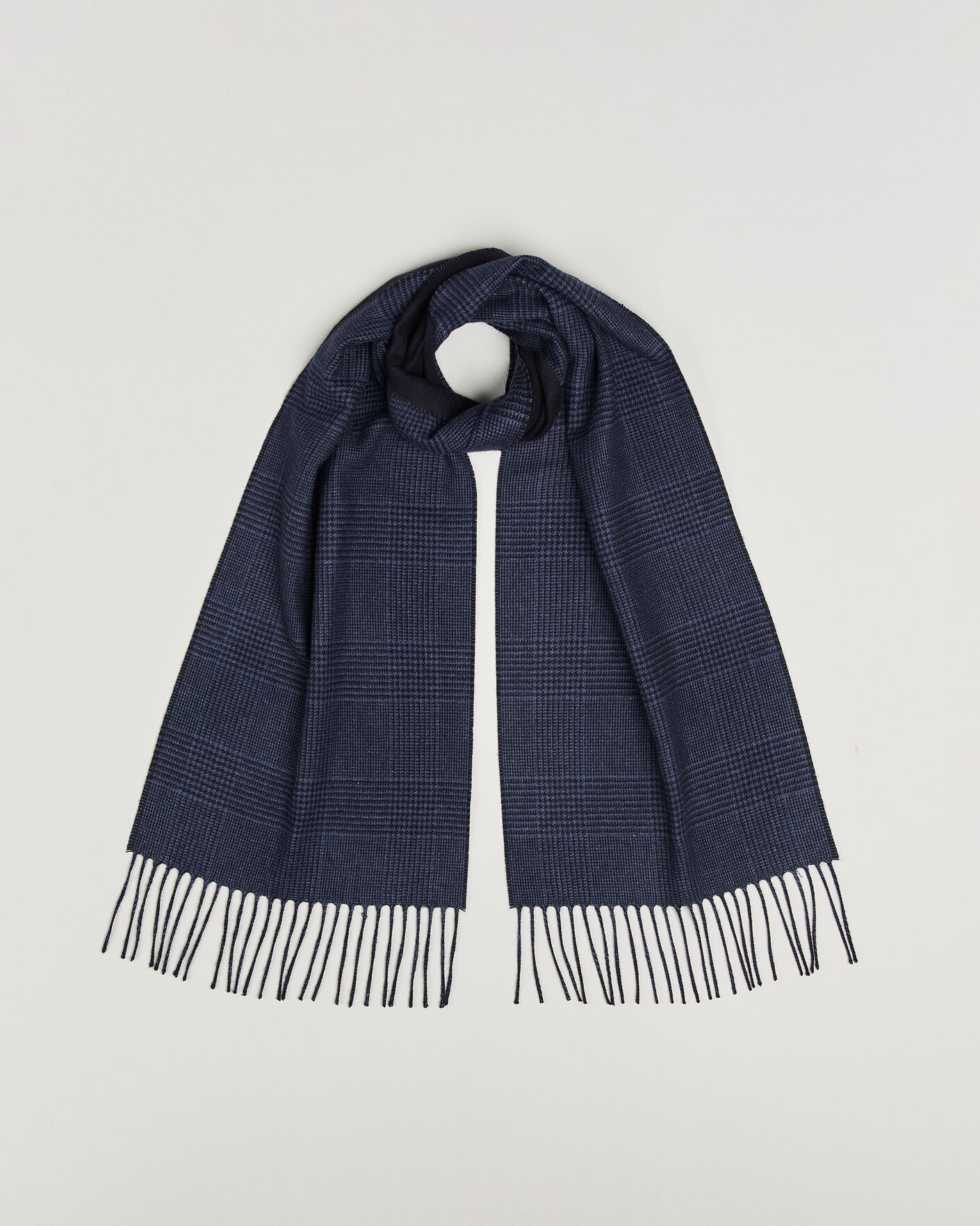 Homme | Écharpes | Piacenza Cashmere | Cashmere/Silk Glencheck Scarf Navy
